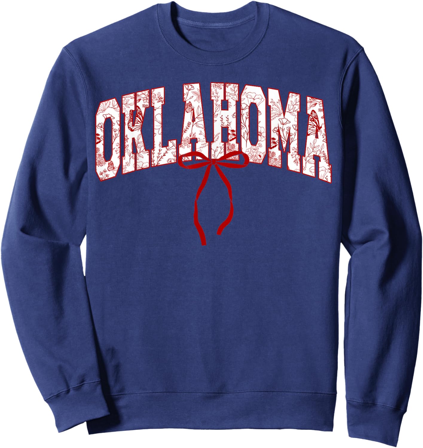 Oklahoma State Pride Classic Oklahoma Floral Coquette Bow Sweatshirt - Sweatshirt | Navy