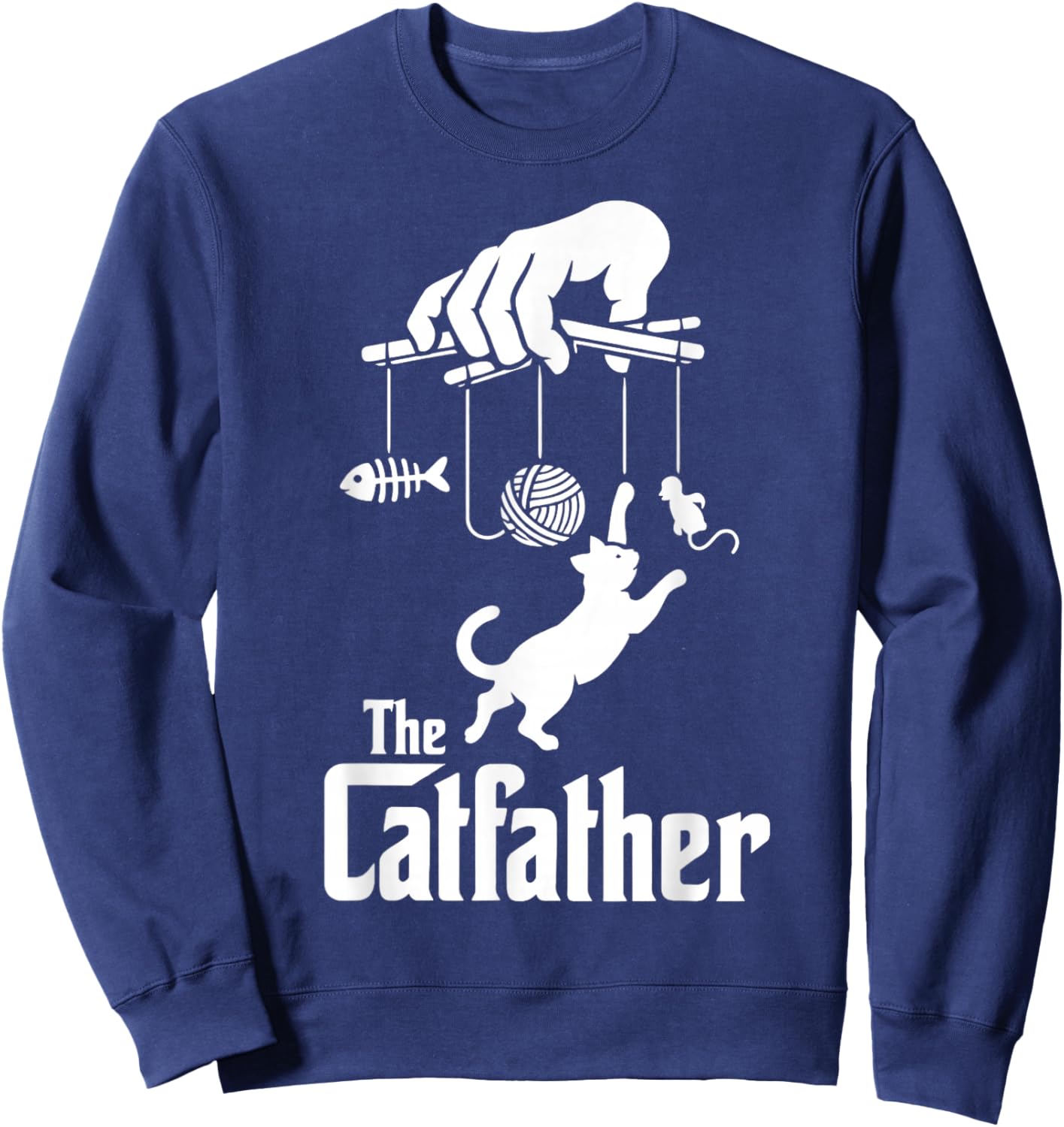 Funny Cat Dad Life The Catfather Fathers Day Vintage Sweatshirt - Sweatshirt | Navy