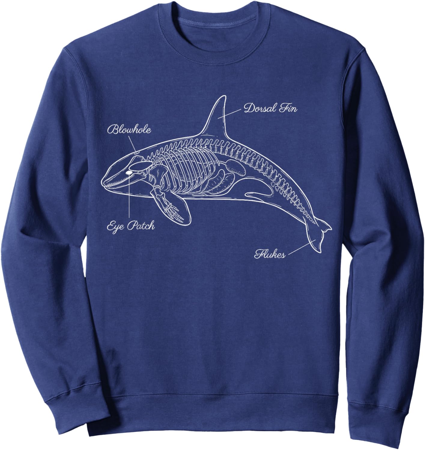 Orca Anatomy Whale Watching Skeleton Scientific Diagram Sweatshirt - Sweatshirt | Navy