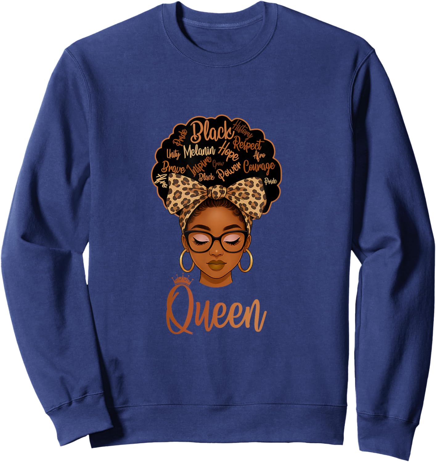 Afro Woman Melanin Queen African American Black History Sweatshirt - Sweatshirt | Navy
