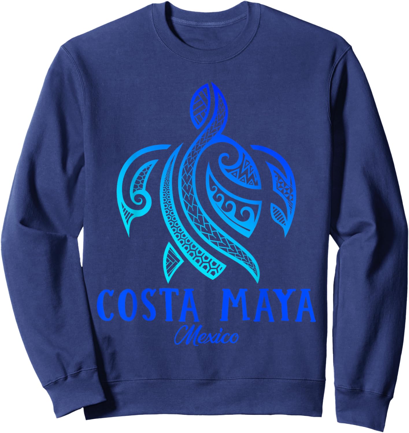 Costa Maya Mexico Sea Turtle Tie Dye Hibiscus Beach Vacation Sweatshirt - Sweatshirt | Navy