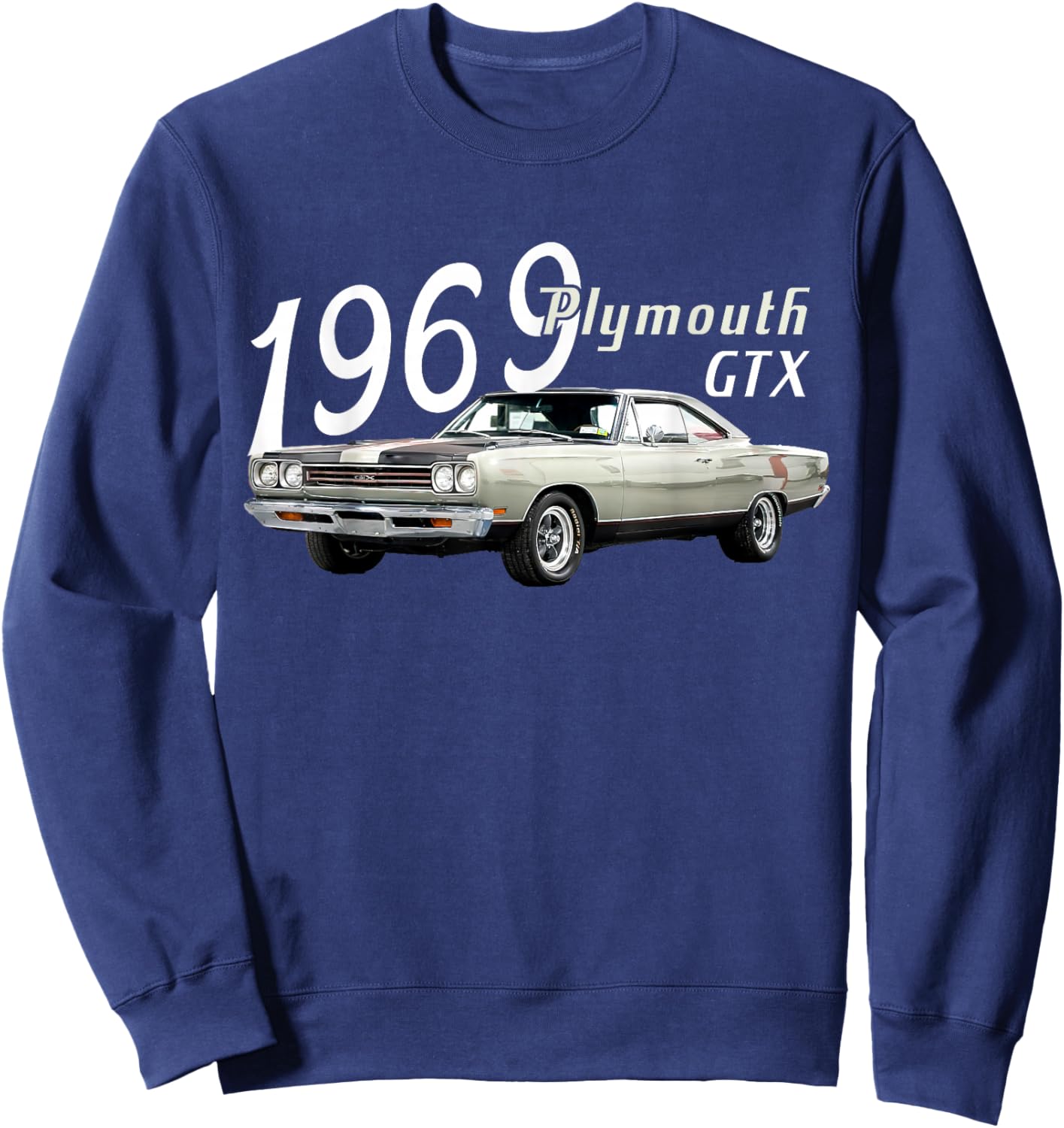 1969 69 GTX Classic Vintage Old Car USA Flag Sweatshirt - Sweatshirt | Navy