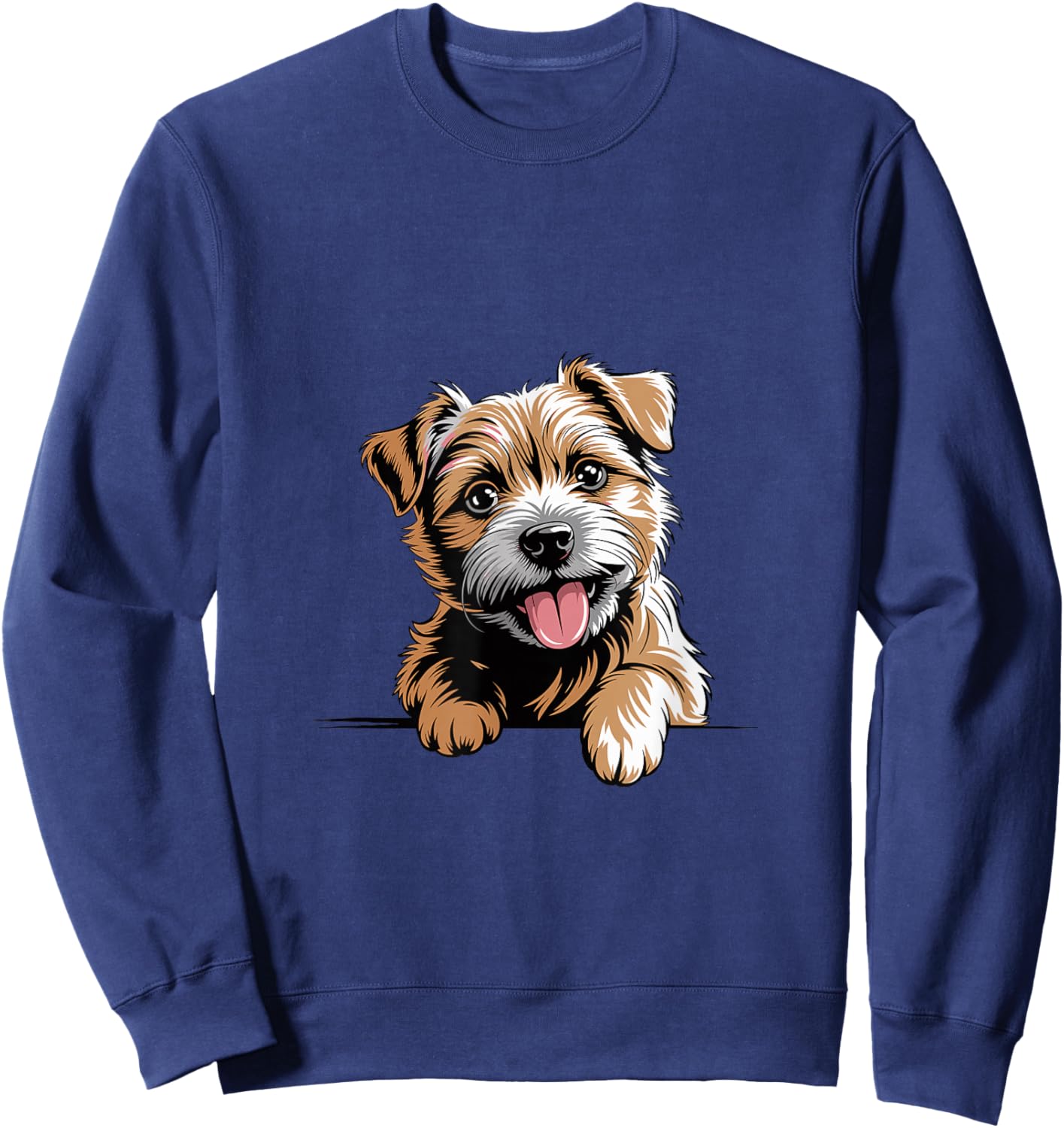 Cute Small Artistic Illustration Cartoon Norfolk Terrier Sweatshirt - Sweatshirt | Navy