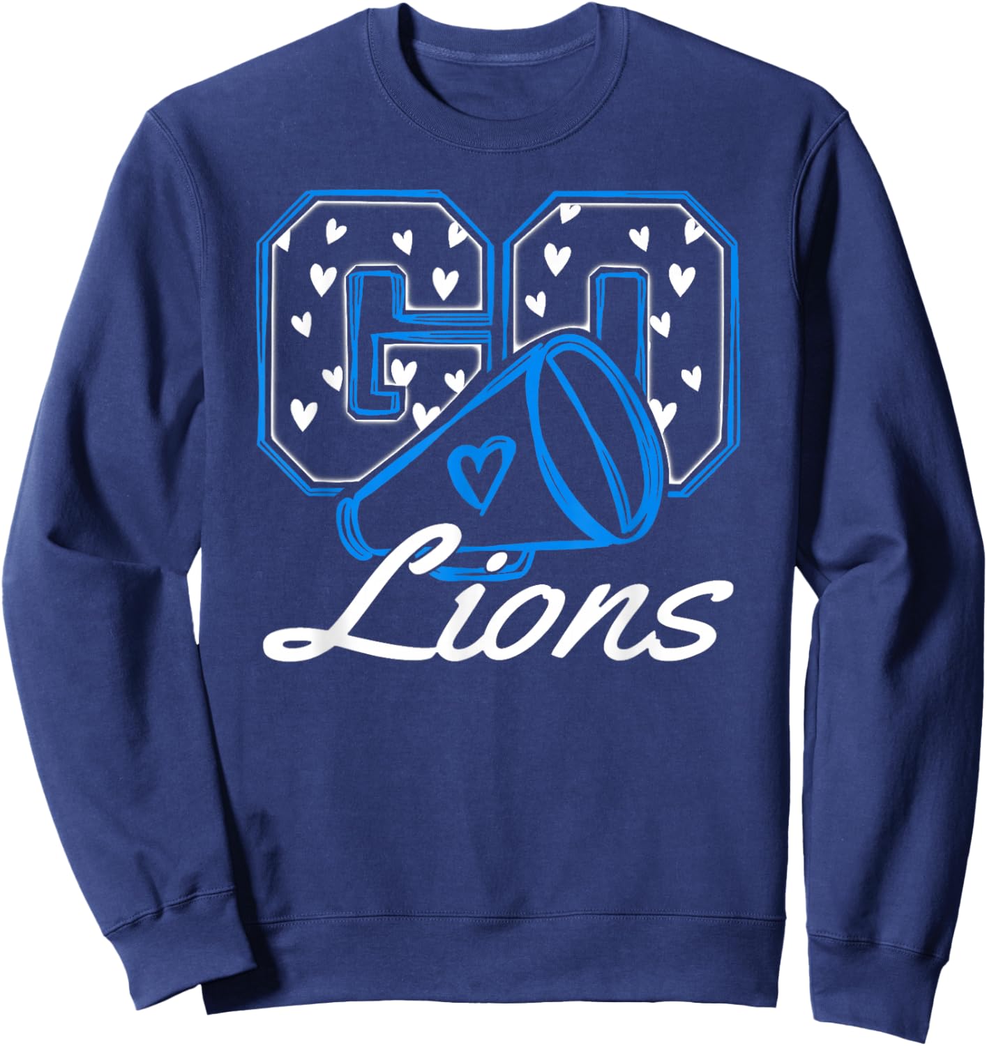 Go Cheer Lions School Team Spirit Girls Kids Sweatshirt - Sweatshirt | Navy