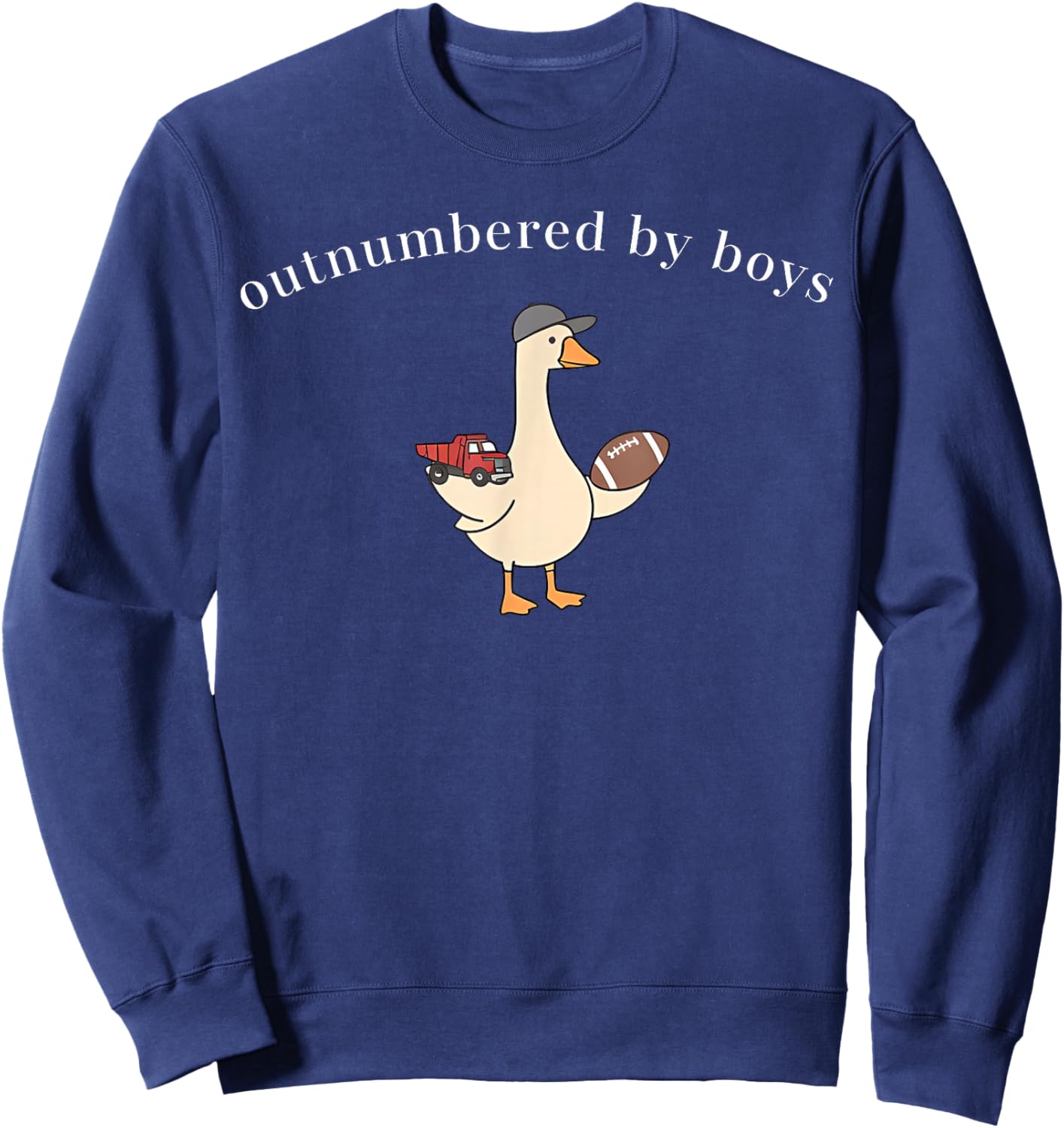 Outnumbered By Boys Funny Mom Goose Family Life Sweatshirt - Sweatshirt | Navy