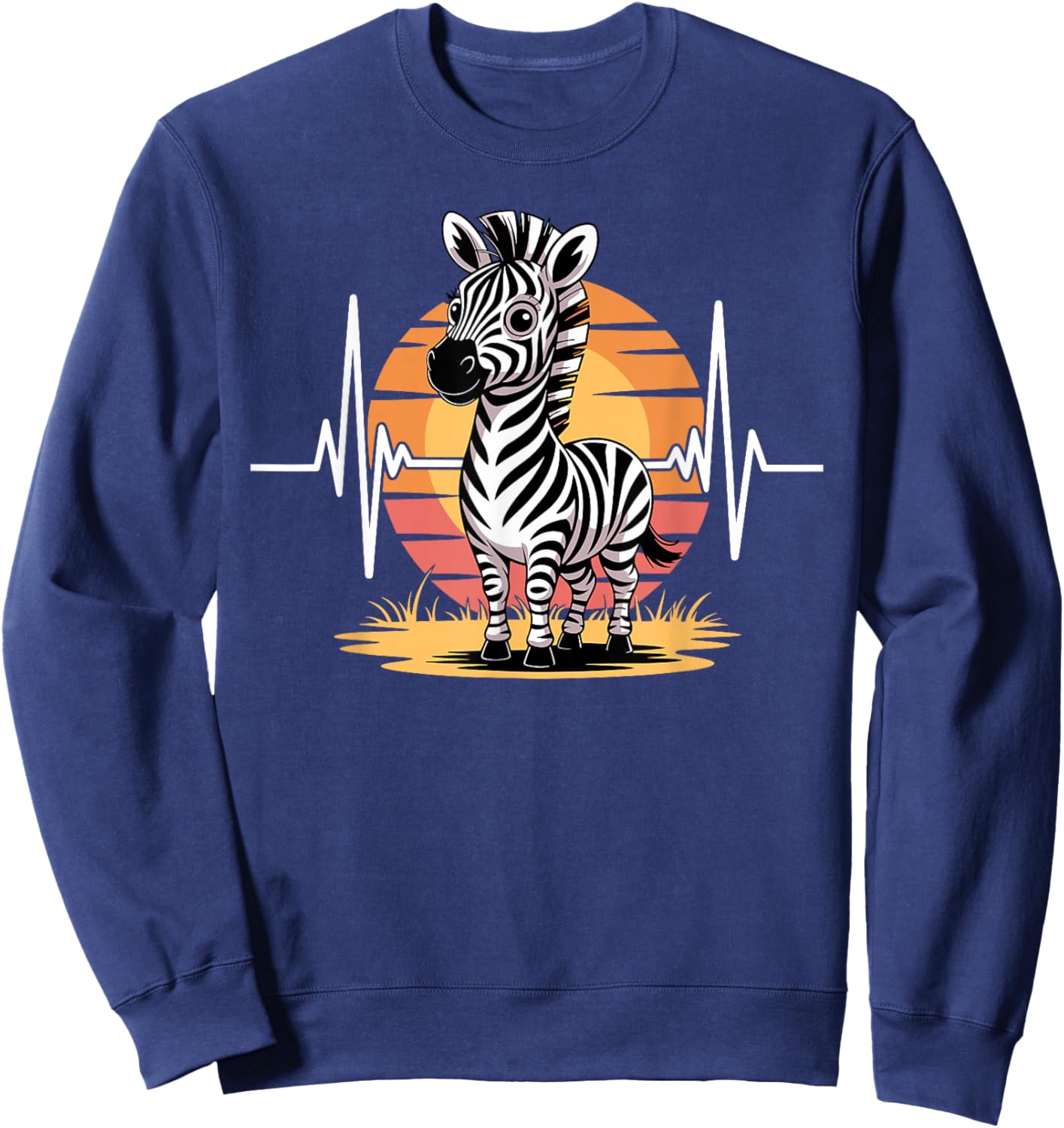 Funny Zebra Art Women Kids Zebra Animal Print Zebra Sweatshirt - Sweatshirt | Navy