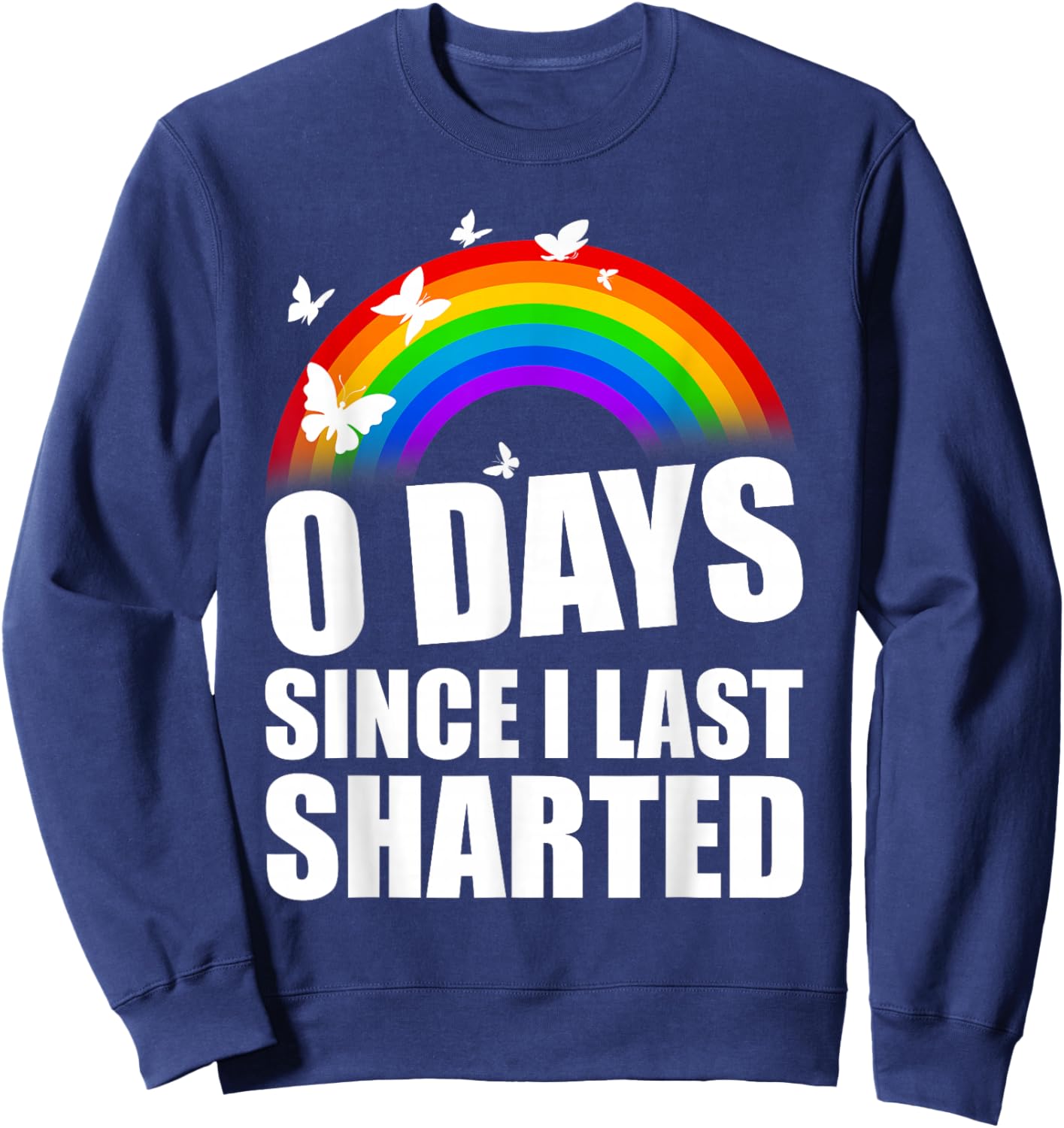 Inappropriate 0 Days Since I Last Sharted Funny Adult Humor Sweatshirt - Sweatshirt | Navy