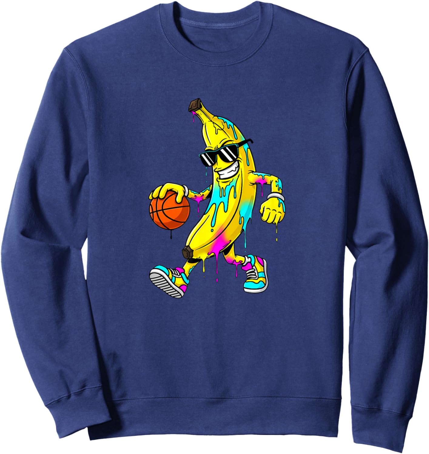 Funny Banana Basketball Player Graphic Sweatshirt - Sweatshirt | Navy
