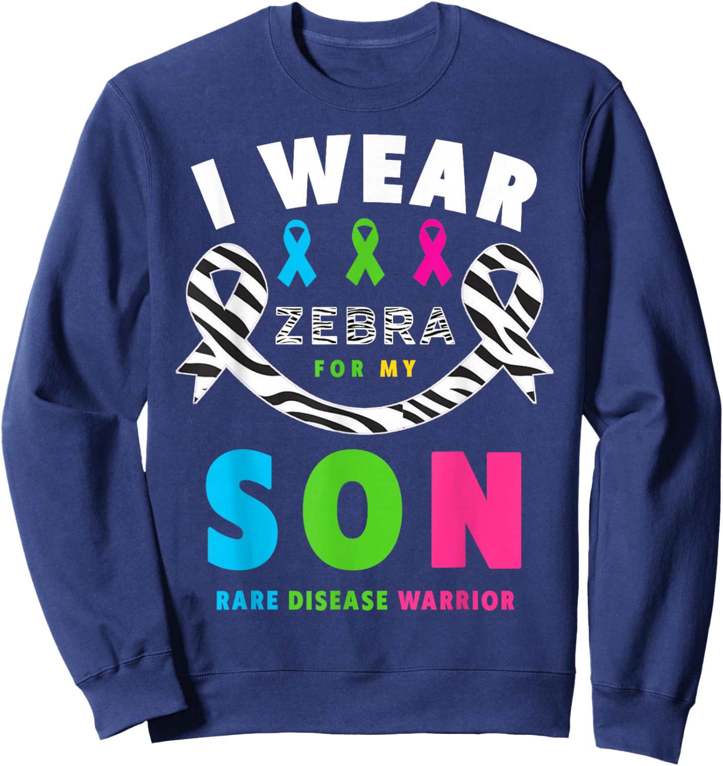 I Wear Zebra for My Son Shirt - Rare Disease Day 2026 Sweatshirt - Sweatshirt | Navy