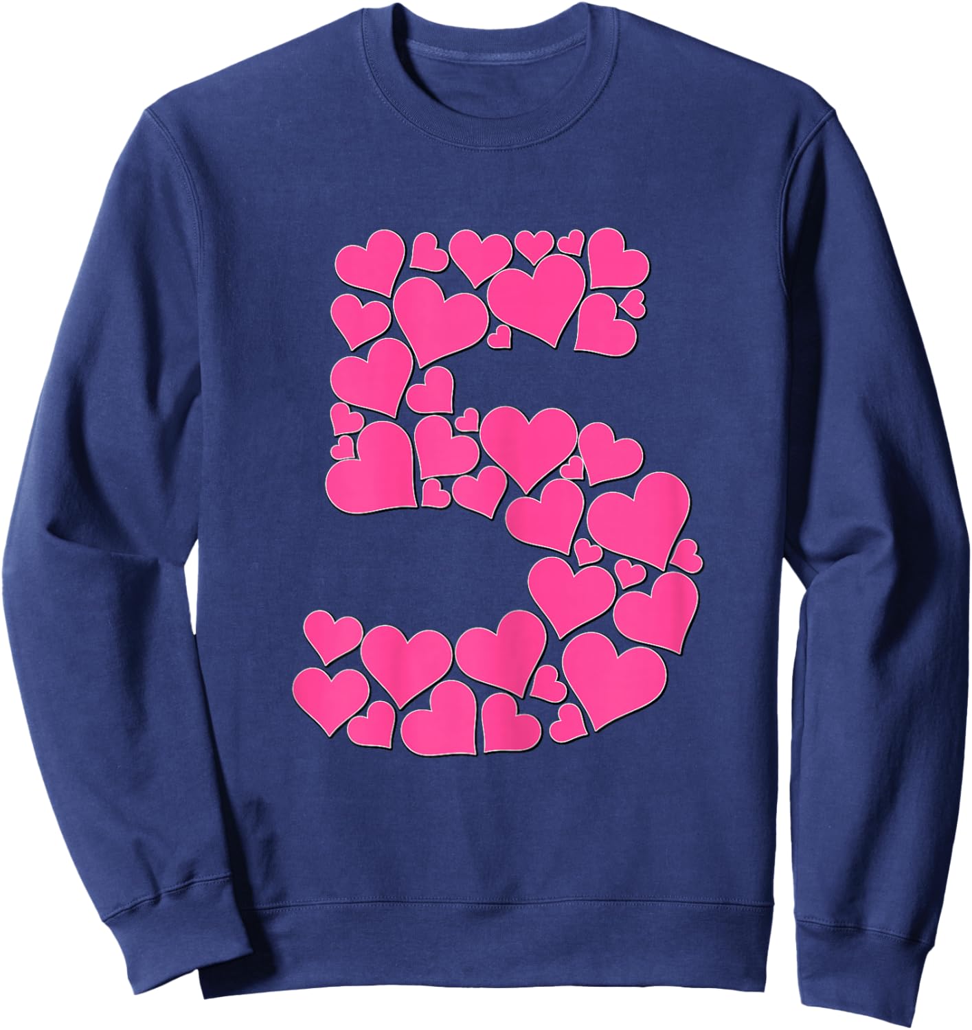 Cute Heart Number 5 Maths Day Costume for Girls 5th Birthday Sweatshirt - Sweatshirt | Navy