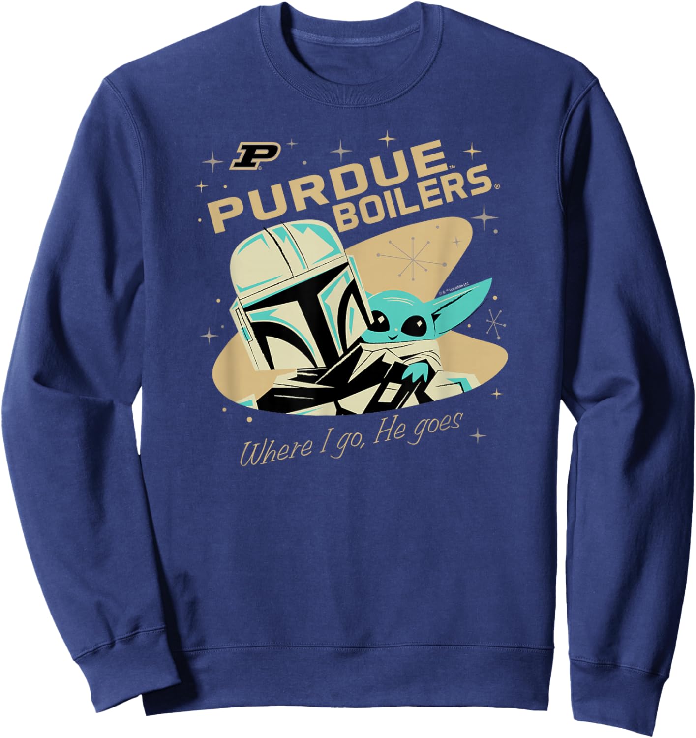 Purdue Boilermakers Star Wars Mandalorian Dark Gray Sweatshirt - Sweatshirt | Navy