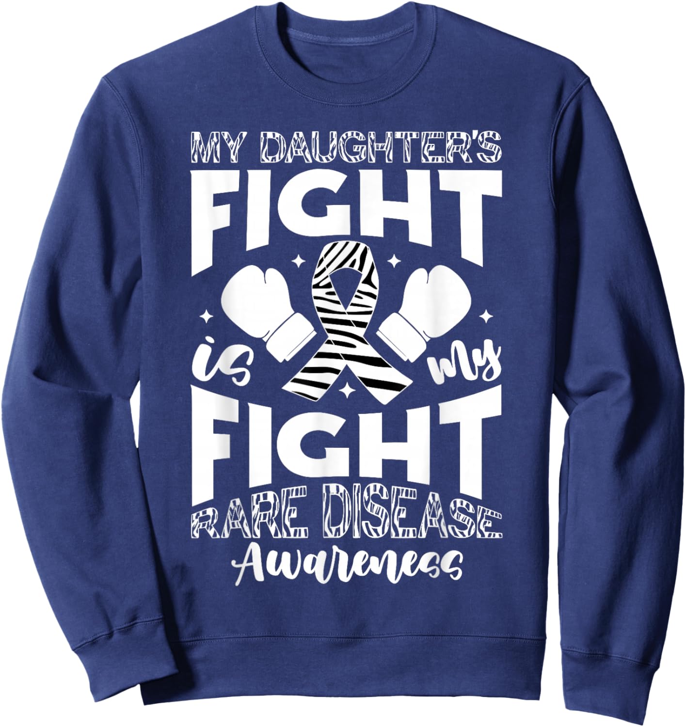 Rare Disease Awareness Daughter Zebra Ribbon Sweatshirt - Sweatshirt | Navy