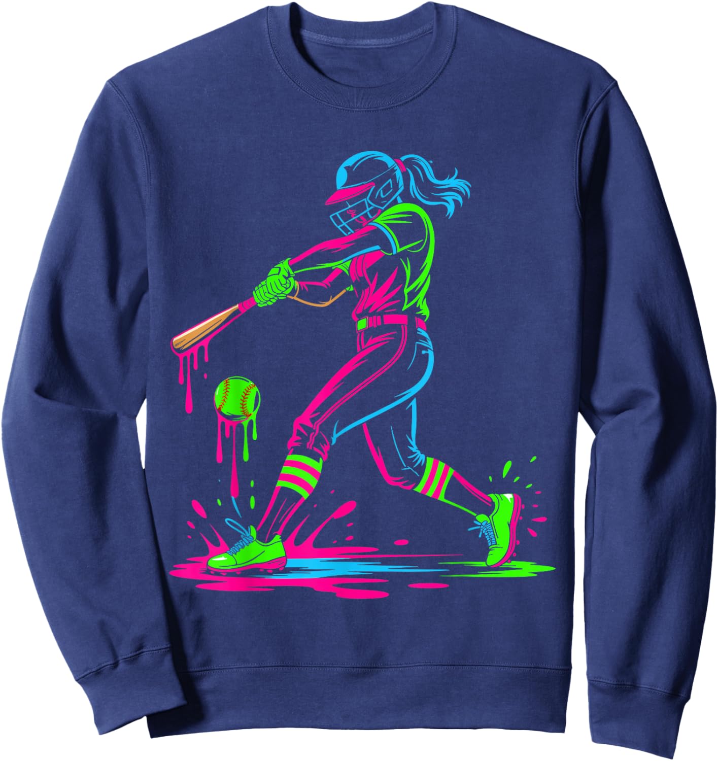 Softball Girl Ice Cream Softball Drip Sweatshirt - Sweatshirt | Navy