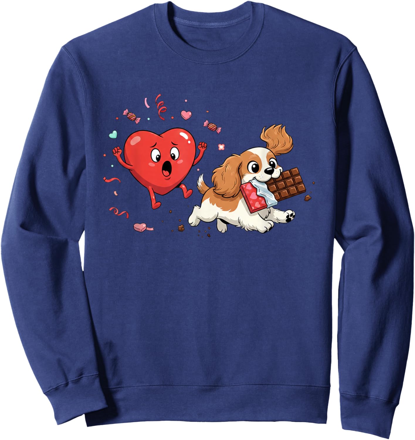 Funny Cavalier King Charles Spaniel Heart Valentine Dog Sweatshirt - Sweatshirt | Navy