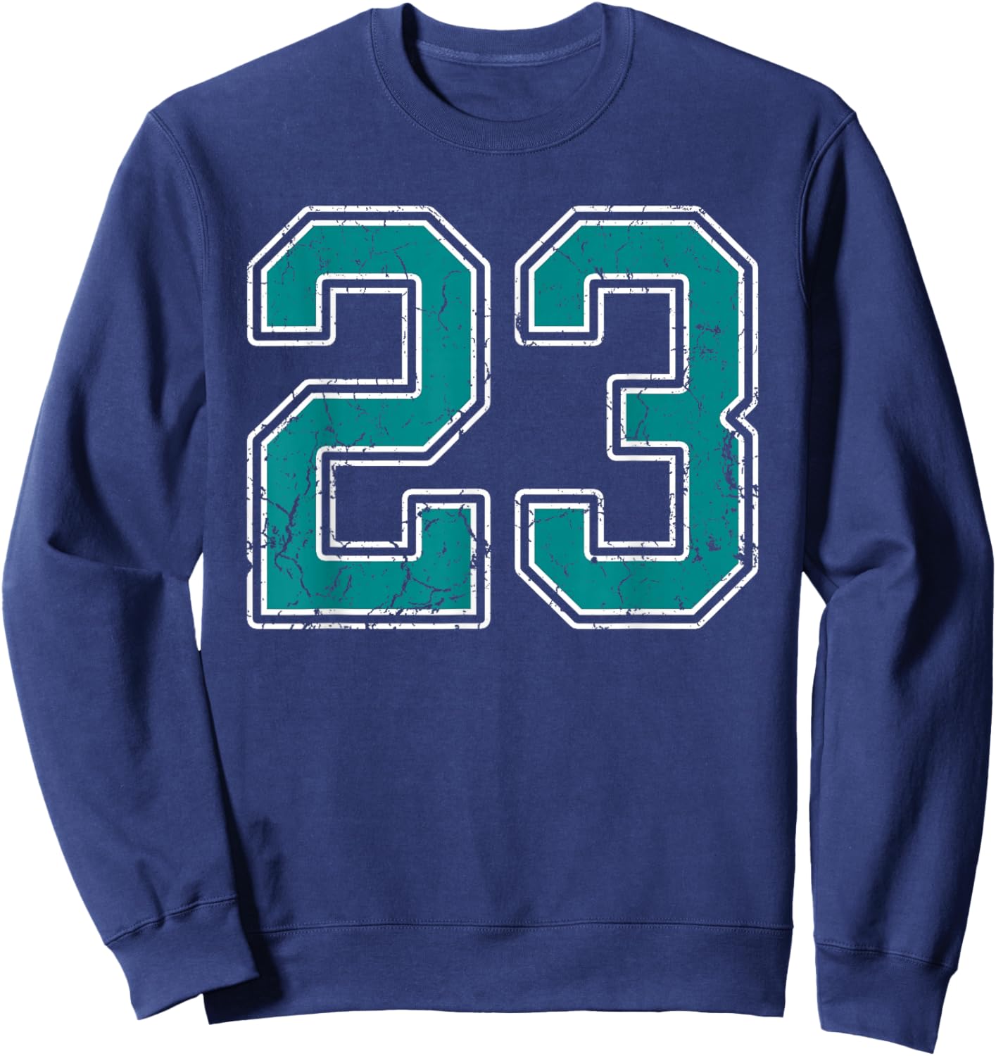 Teal and White Number 23 Jersey Player Uniform #23 Fan Sweatshirt - Sweatshirt | Navy
