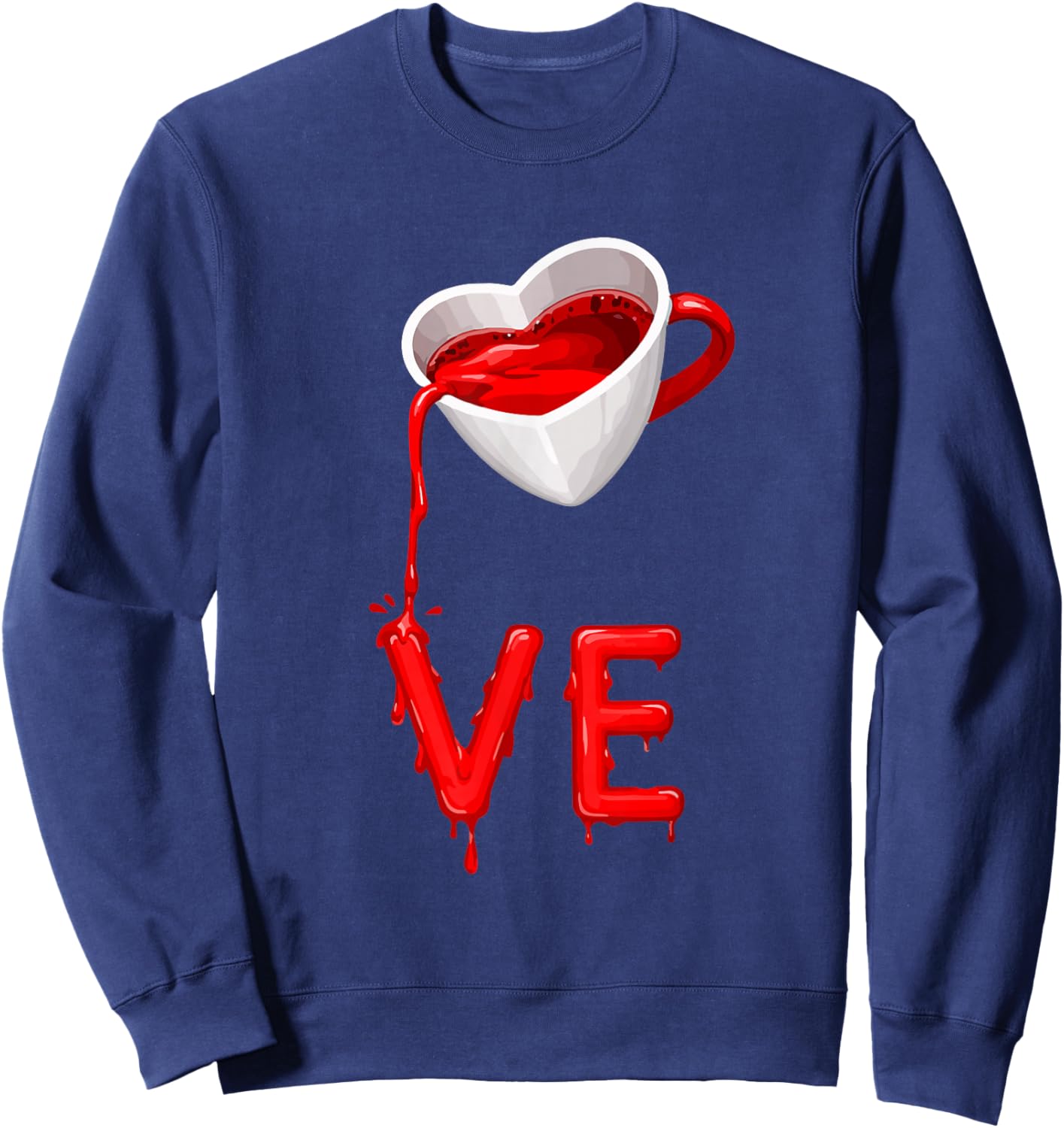 Valentines Day Love Coffee Lover Couple Matching Design Sweatshirt - Sweatshirt | Navy