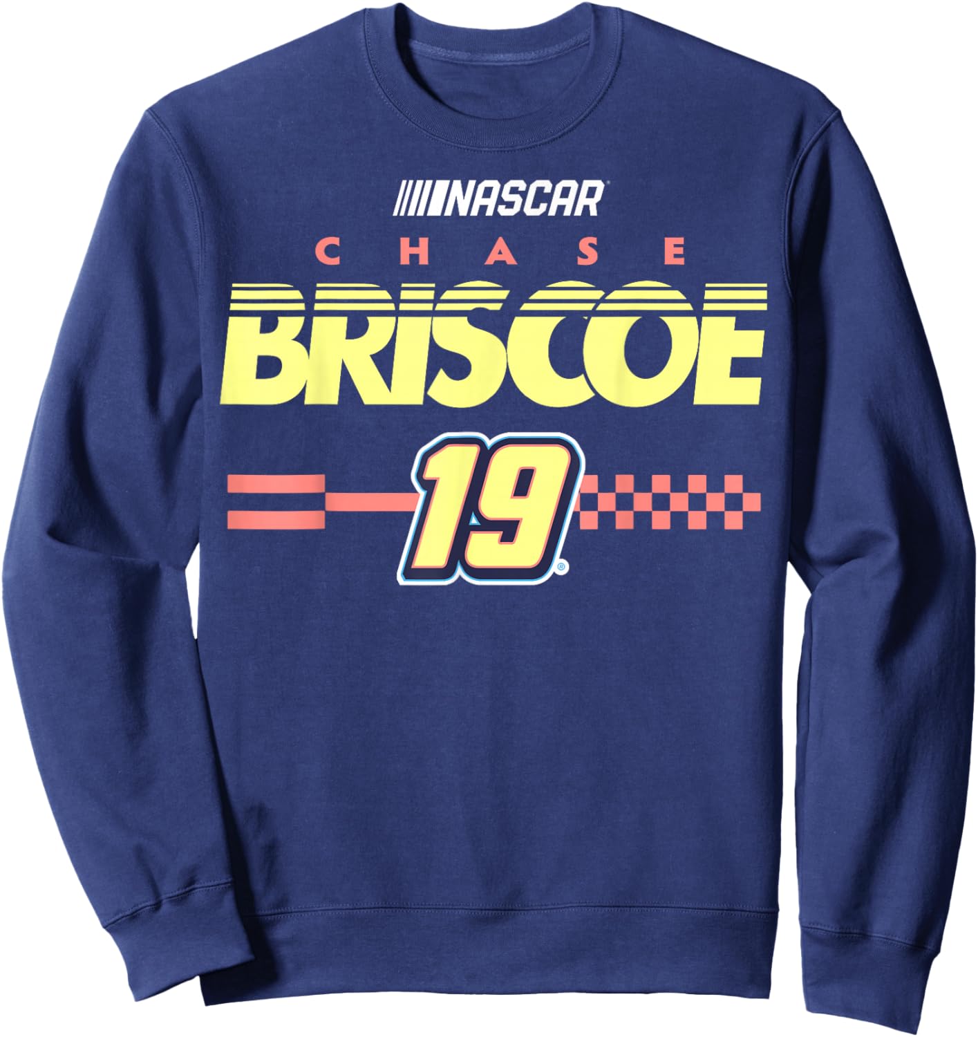 NASCAR Chase Briscoe No. 19 Checkered Pattern Start Line Sweatshirt - Sweatshirt | Navy