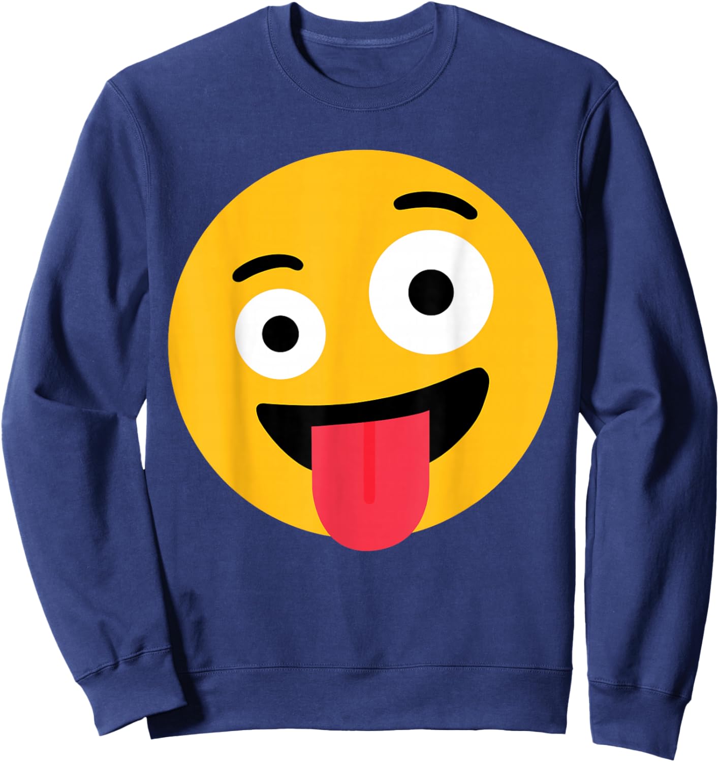 Funny Emoticon Wild Crazy Eyes Excited Zany Face Sweatshirt - Sweatshirt | Navy