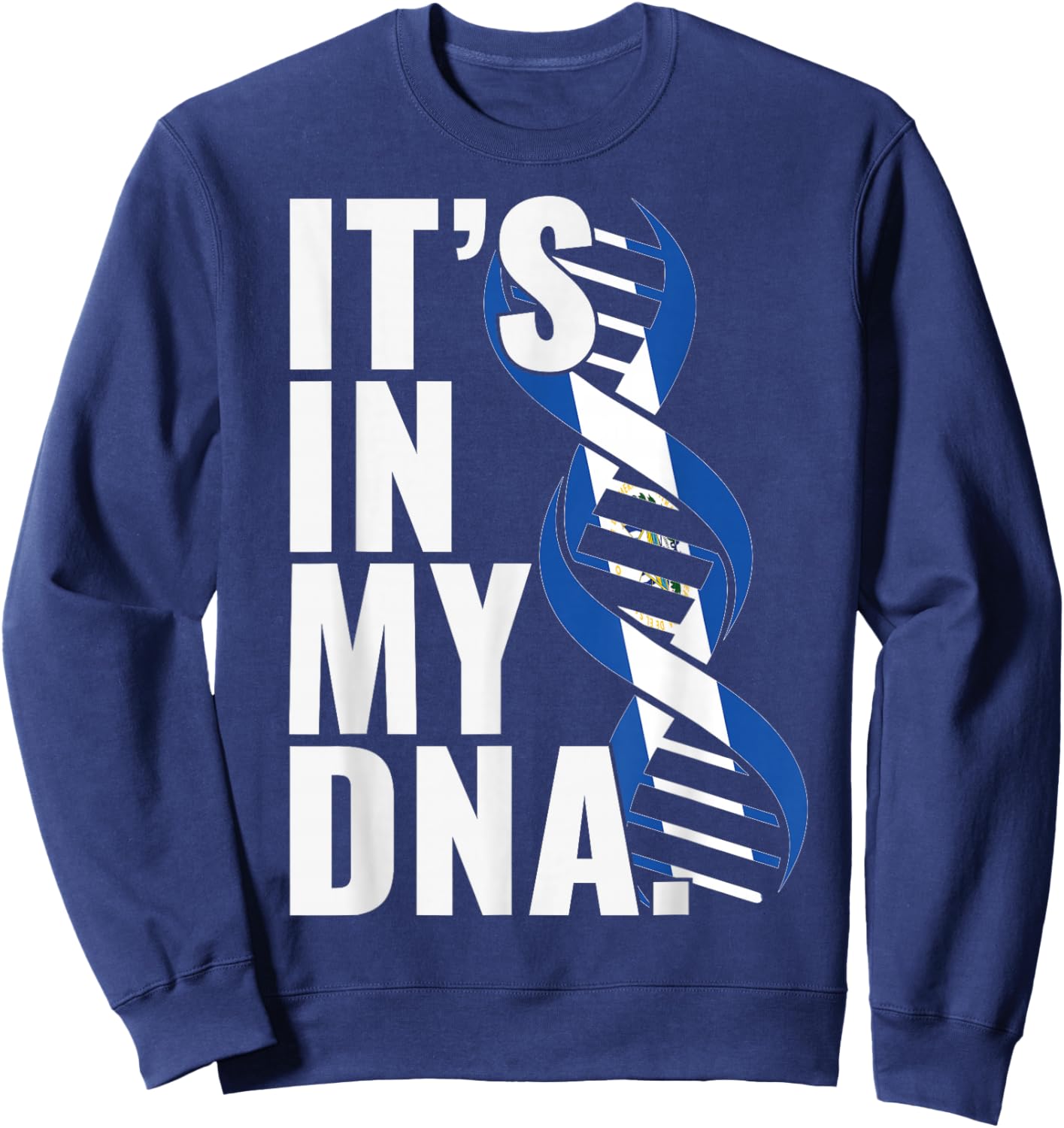 EL Salvador Roots Flag Fingerprint Graphic Patriotic Sweatshirt - Sweatshirt | Navy