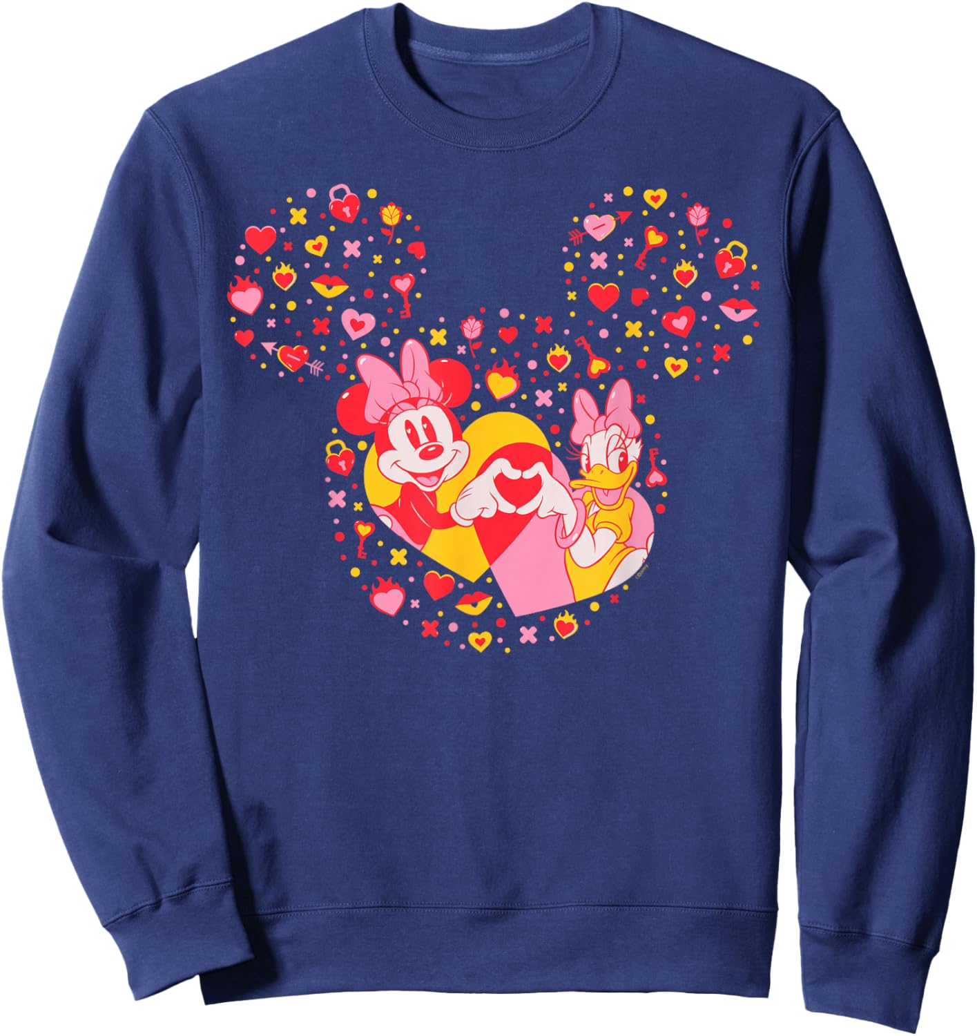 Disney Valentine's Day Minnie & Daisy Galentine Hearts Icon Sweatshirt - Sweatshirt | Navy