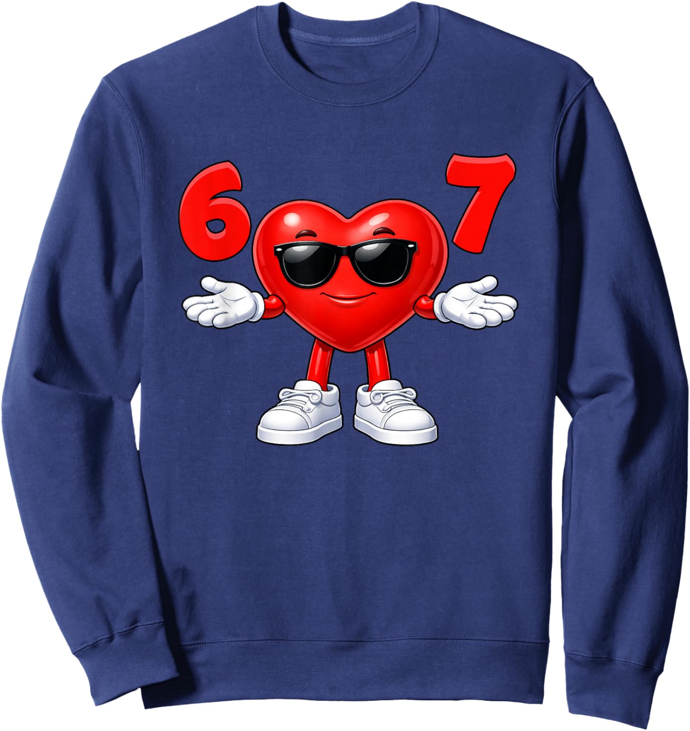 67 Heart 67 Valentines Day Meme Funny Six Seven Teens Kids Sweatshirt - Sweatshirt | Navy
