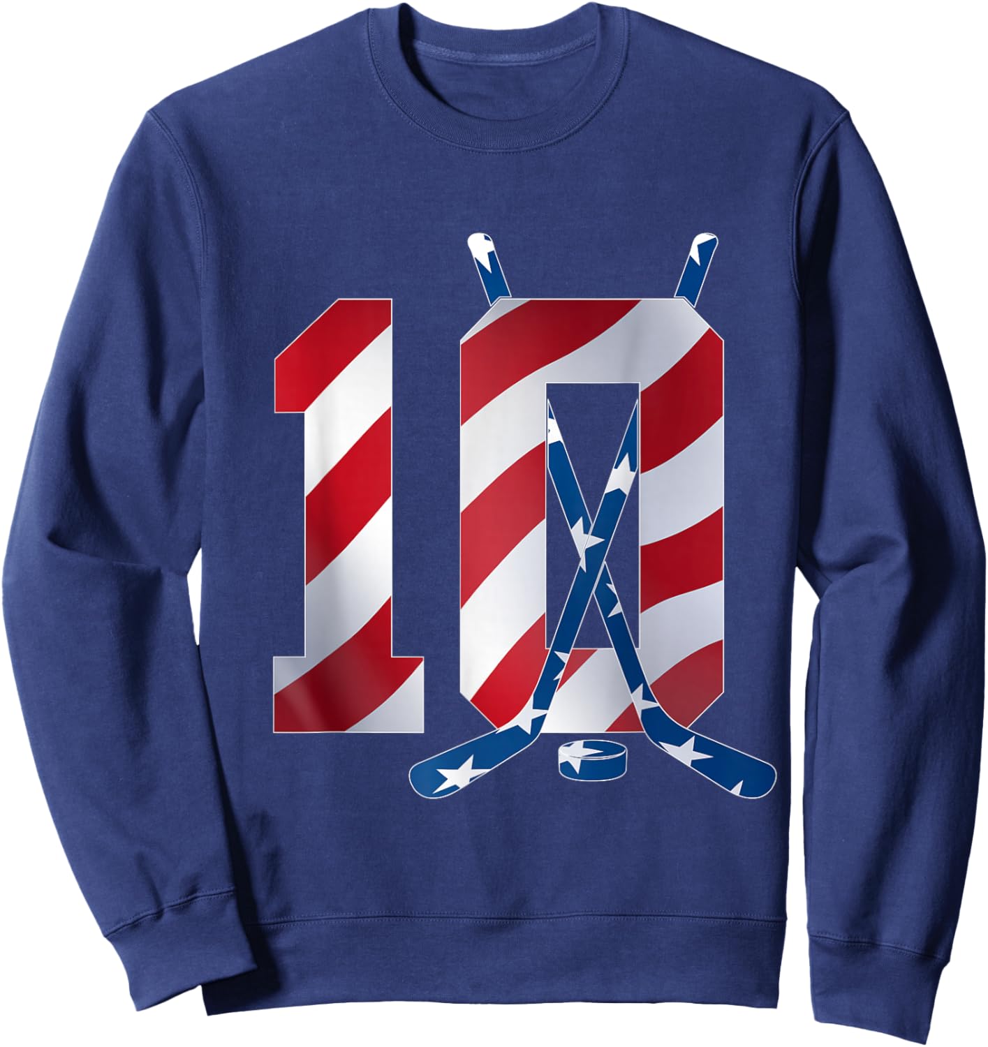 Number 10 Years ICE Hockey 10TH Birthday Sweatshirt - Sweatshirt | Navy