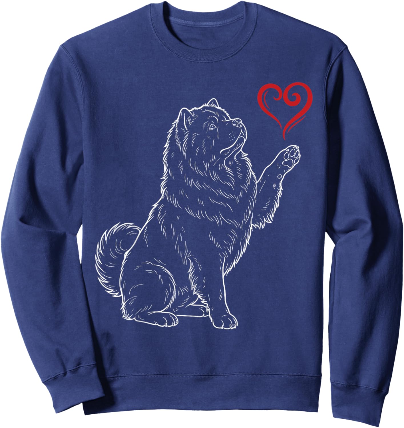Chow Chow Lover Dog Art Holding Heart Valentines Sweatshirt - Sweatshirt | Navy