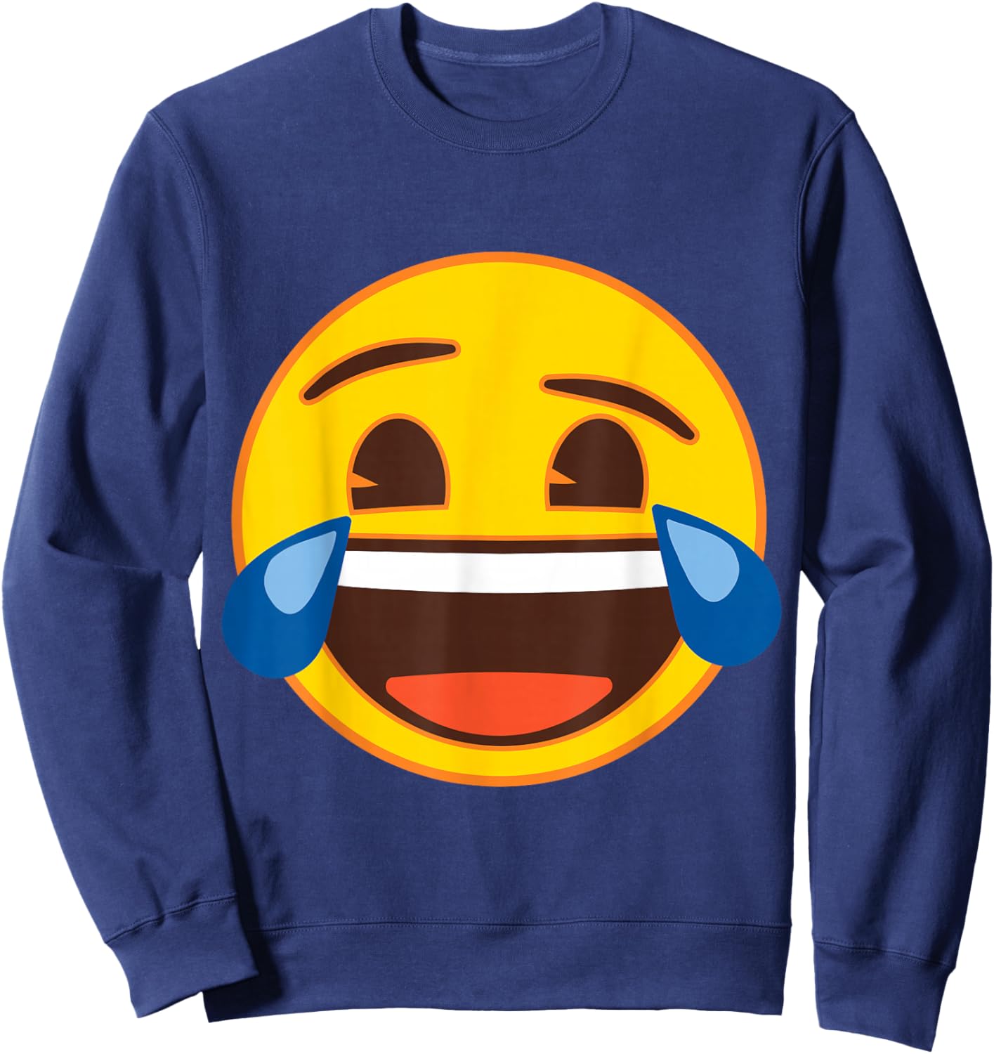 Official Emoji Laughing Tears Yellow Smile Face Sweatshirt - Sweatshirt | Navy