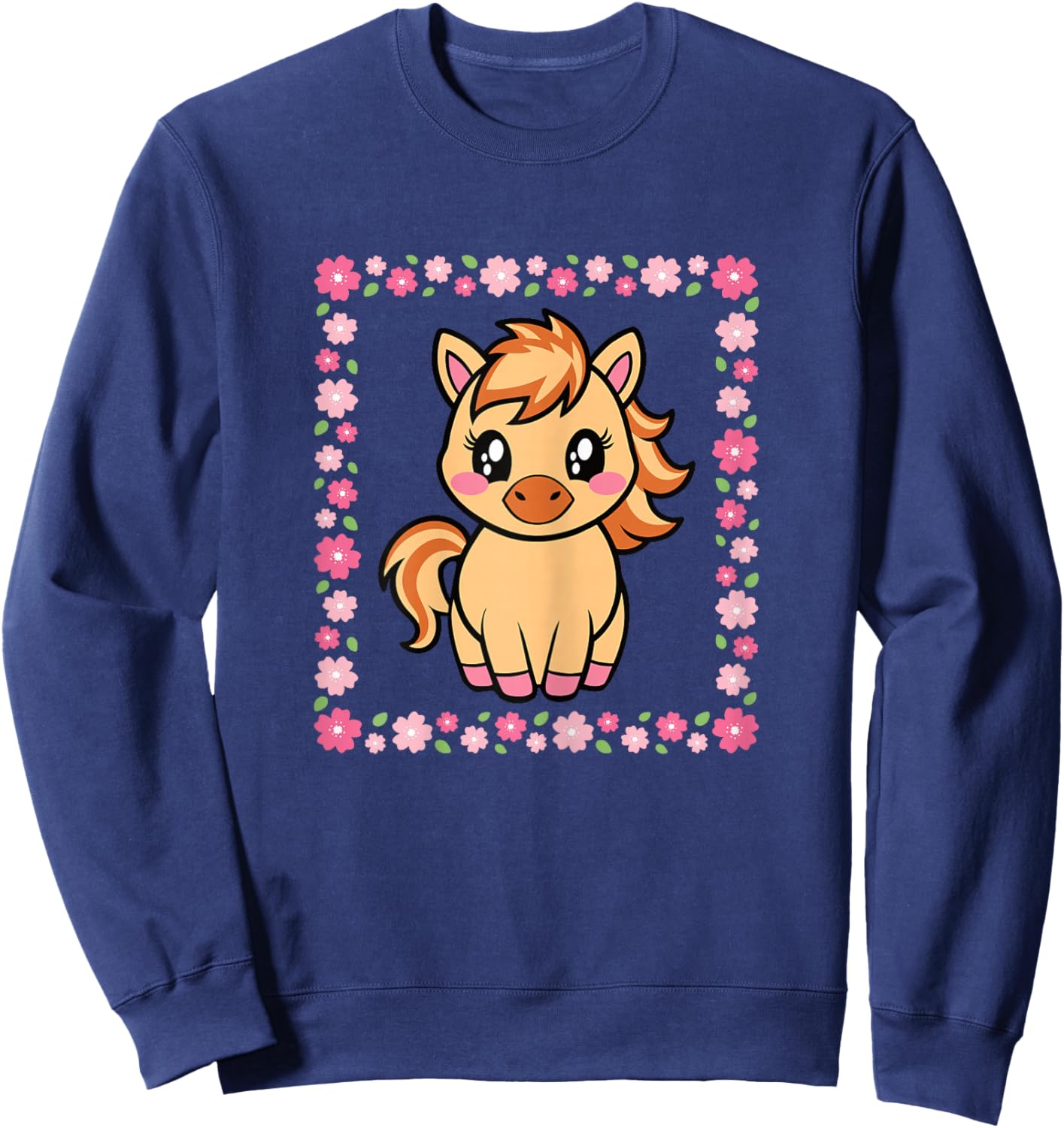 Cute Horse Kawaii Horseback Riding Women Girls Sweatshirt - Sweatshirt | Navy