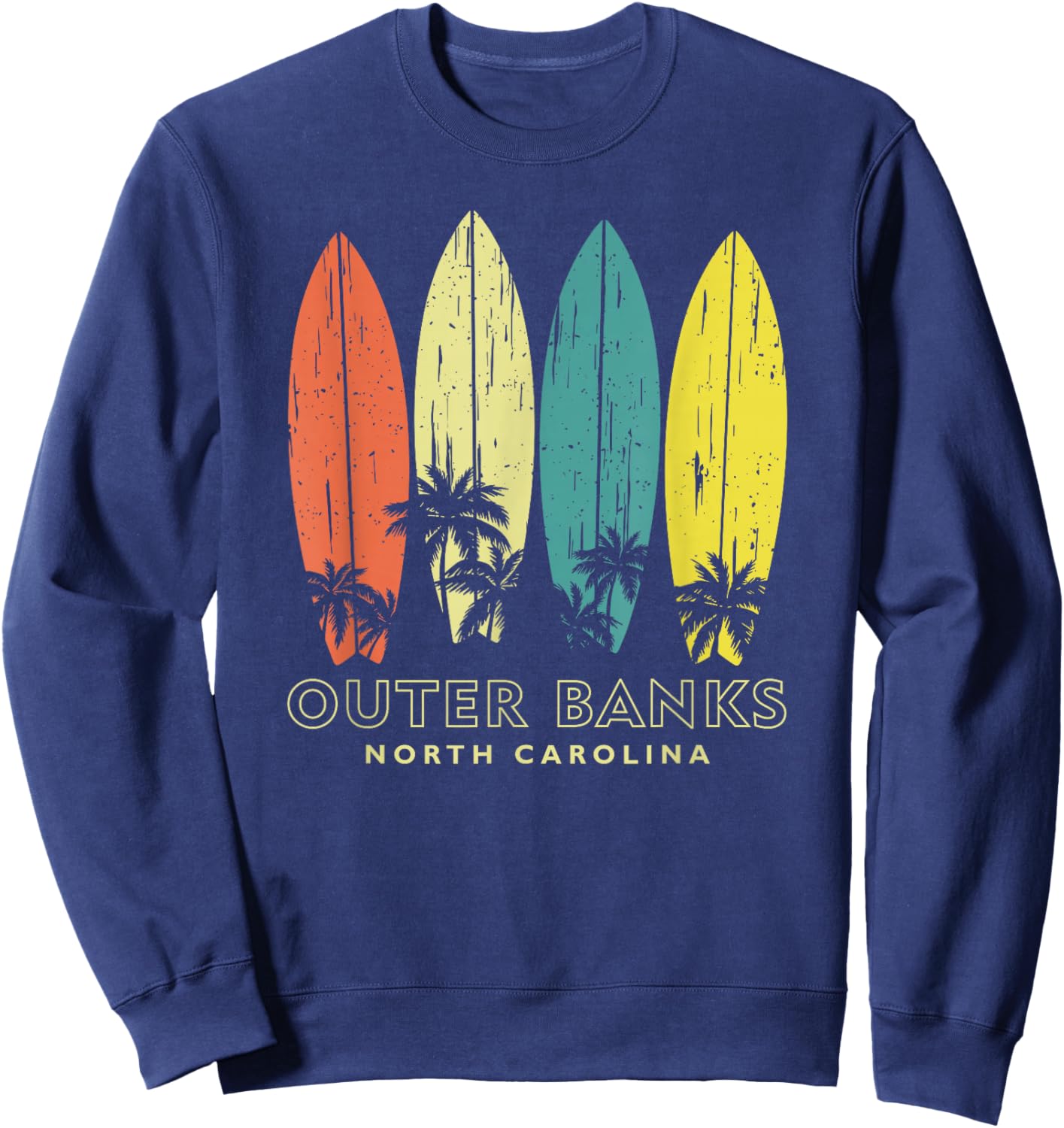 Outer Banks North Carolina Palm Tree OBX Men Women Souvenir Sweatshirt - Sweatshirt | Navy