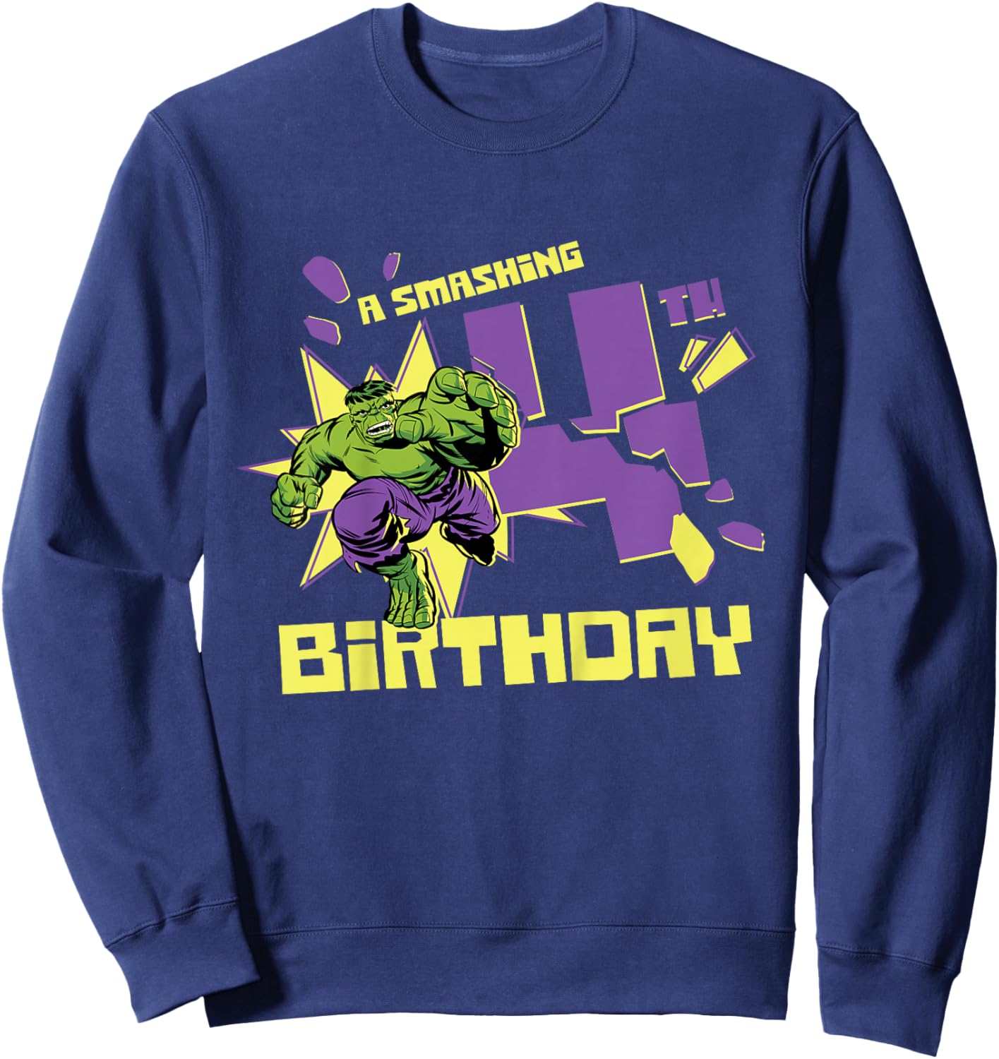 Marvel Super Heroes Hulk A Smashing 4th Birthday Party Sweatshirt - Sweatshirt | Navy