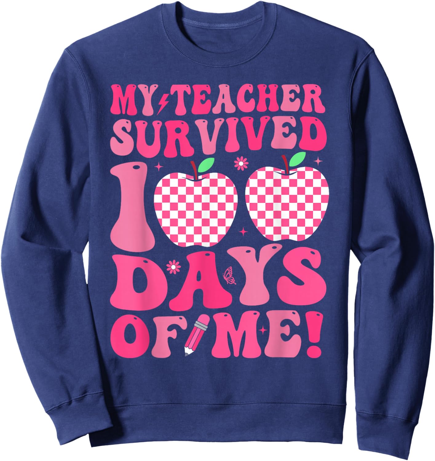My Teacher Survived 100 Days Boys Kids 100th Day of School Sweatshirt - Sweatshirt | Navy