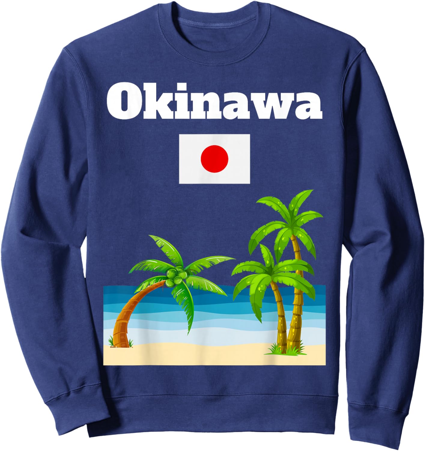 Okinawa Trip Beach Lover Japan Souvenir Japanese Flag Sweatshirt - Sweatshirt | Navy