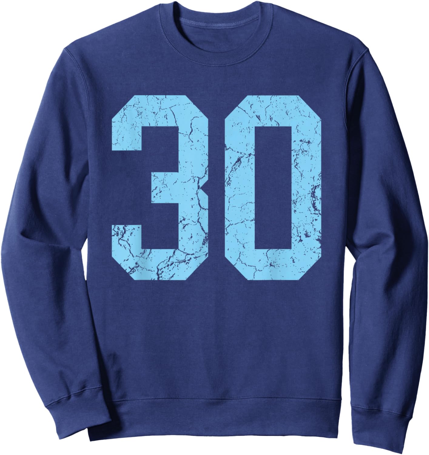 Distressed Baby Blue Number 30 Jersey Player Uniform #30 Sweatshirt - Sweatshirt | Navy