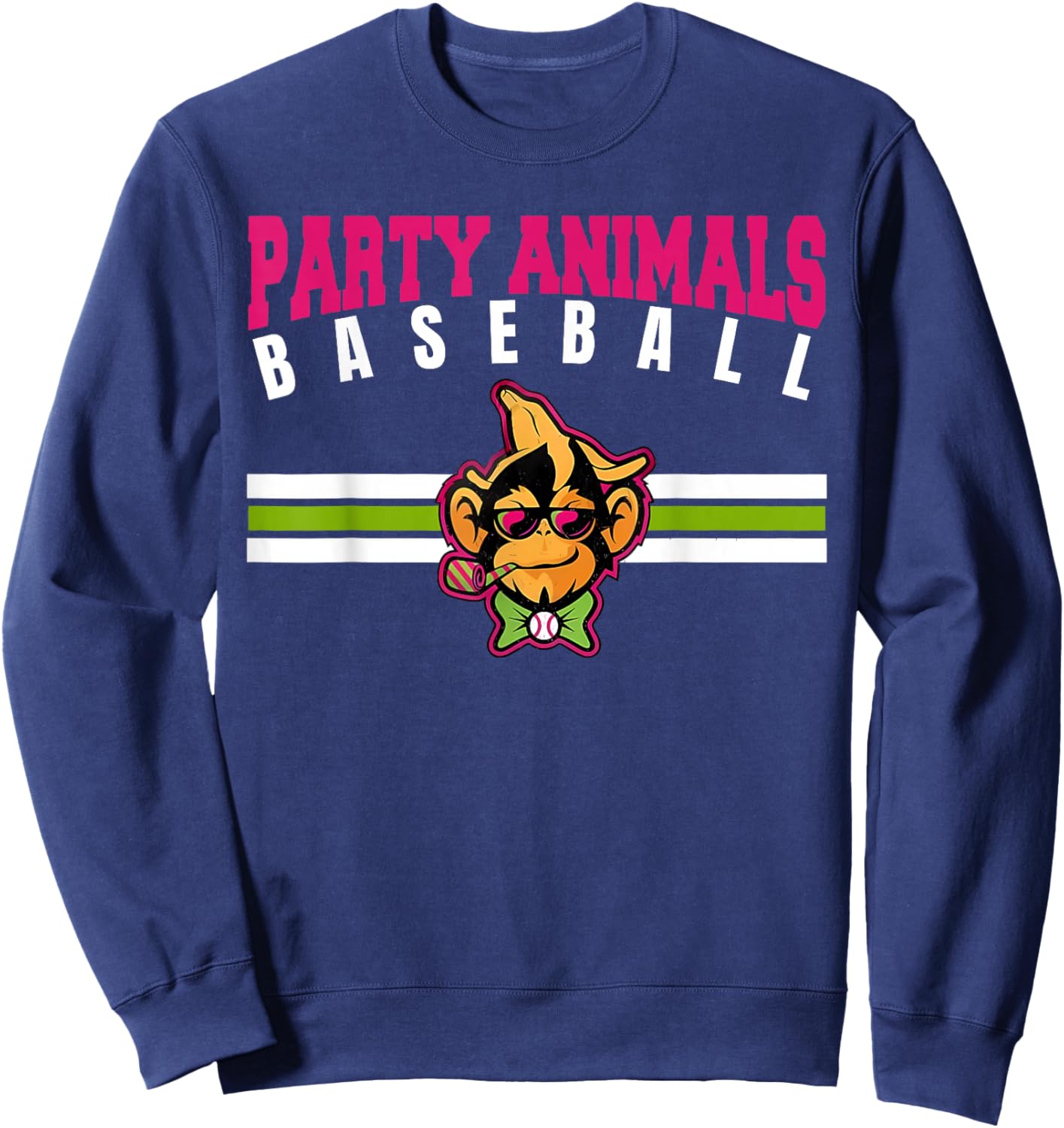 Party Animals Baseball Retro Monkey Sunglasses Sweatshirt - Sweatshirt | Navy