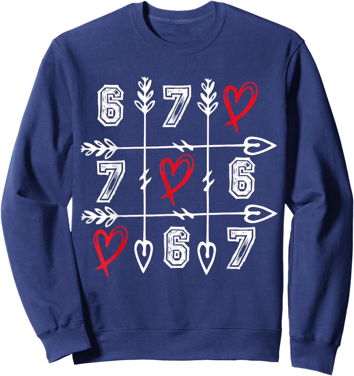 Six Seven 67 Meme 6 7 Valentines Day Heart Men Women Kids Sweatshirt - Sweatshirt | Navy
