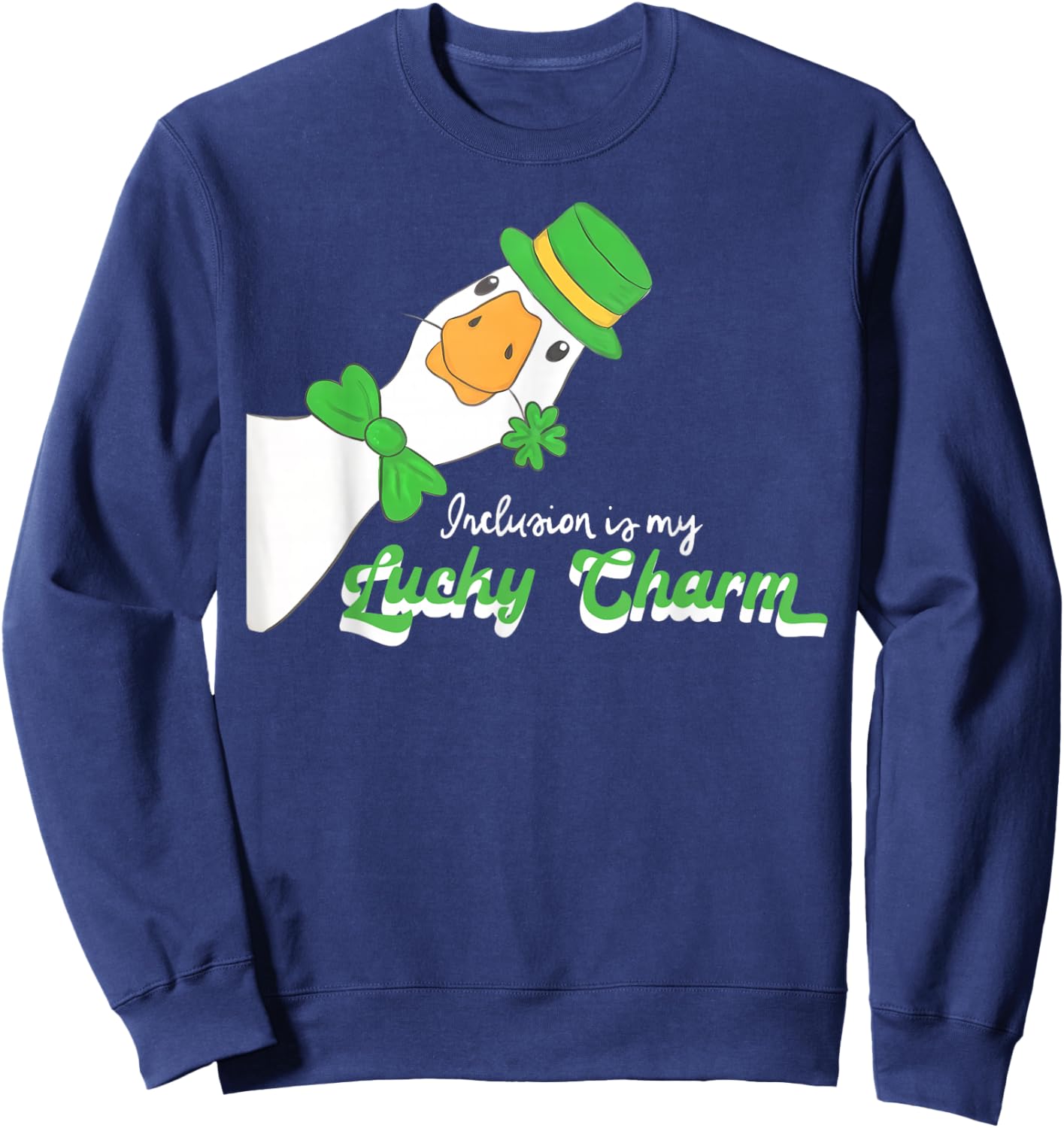 Inclusion is My Lucky Charm St. Patrick's Day SPED Teacher Sweatshirt - Sweatshirt | Navy