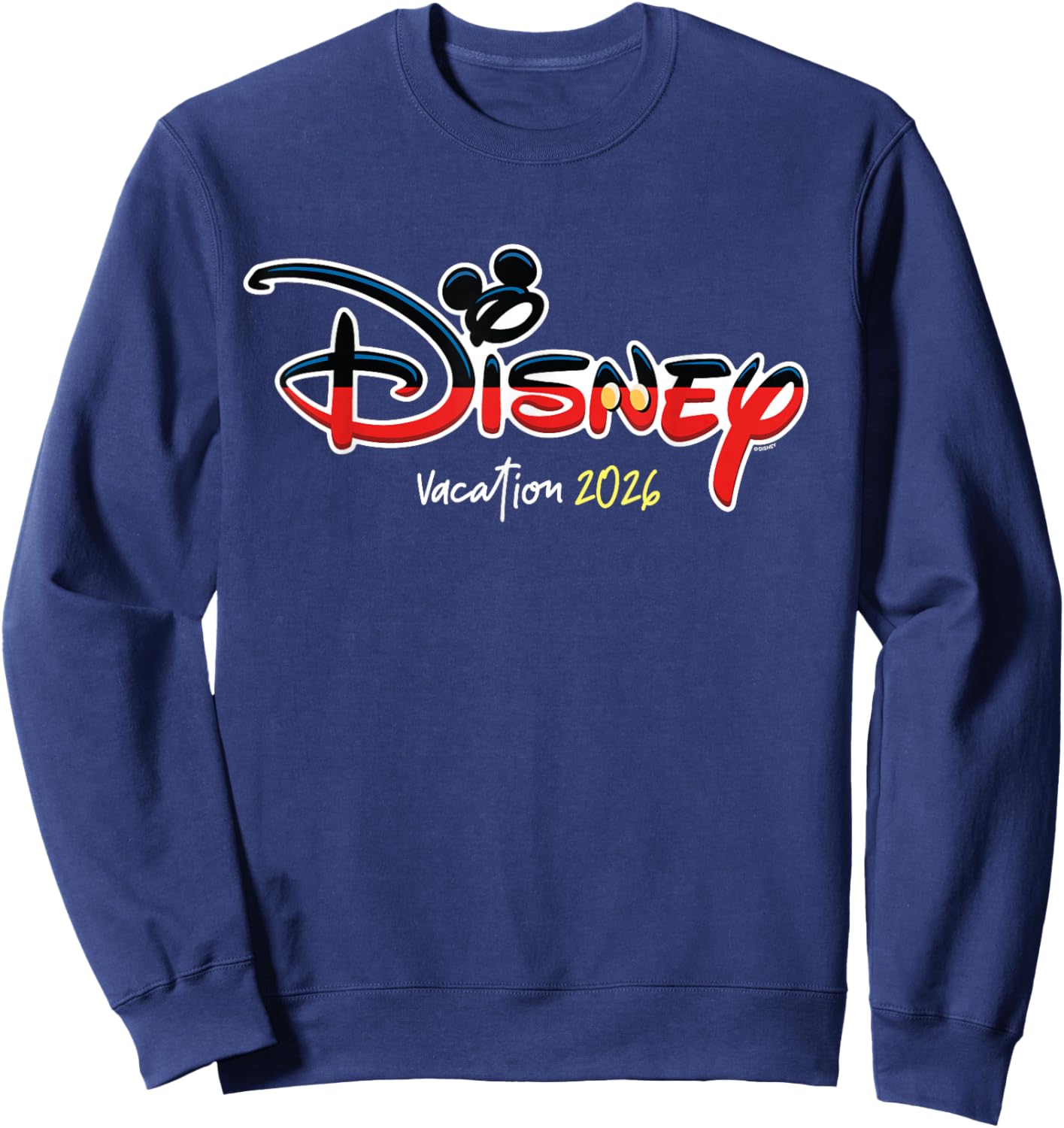 Disney Mickey Mouse Script Logo Vacation 2026 Trip Matching Sweatshirt - Sweatshirt | Navy