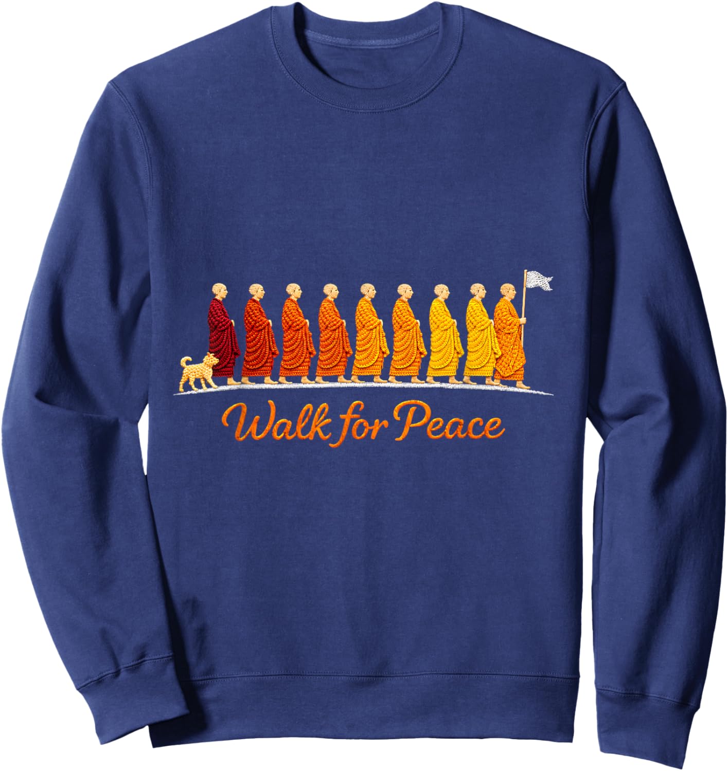 Walking Monks Zen Art Walk for Aloka Peace Sweatshirt - Sweatshirt | Navy