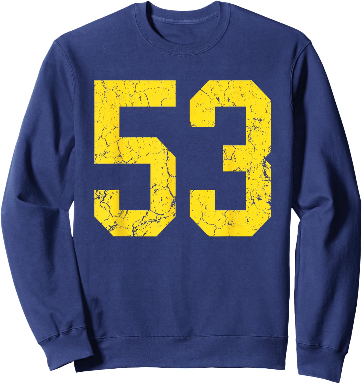 Distressed Bright Gold Number 53 Jersey Player Uniform #53 Sweatshirt - Sweatshirt | Navy