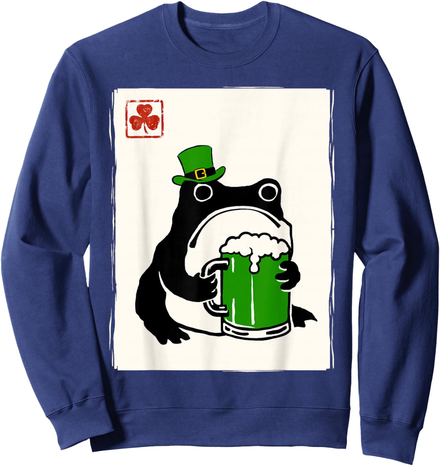 Grumpy Frog St Patty's Shamrock Beer Funny St Patrick's Day Sweatshirt - Sweatshirt | Navy