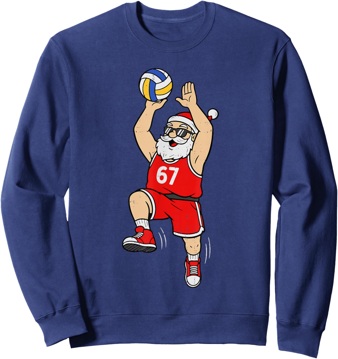 67 Volleyball Santa Six Seven Meme Christmas Sport Boys Sweatshirt - Sweatshirt | Navy