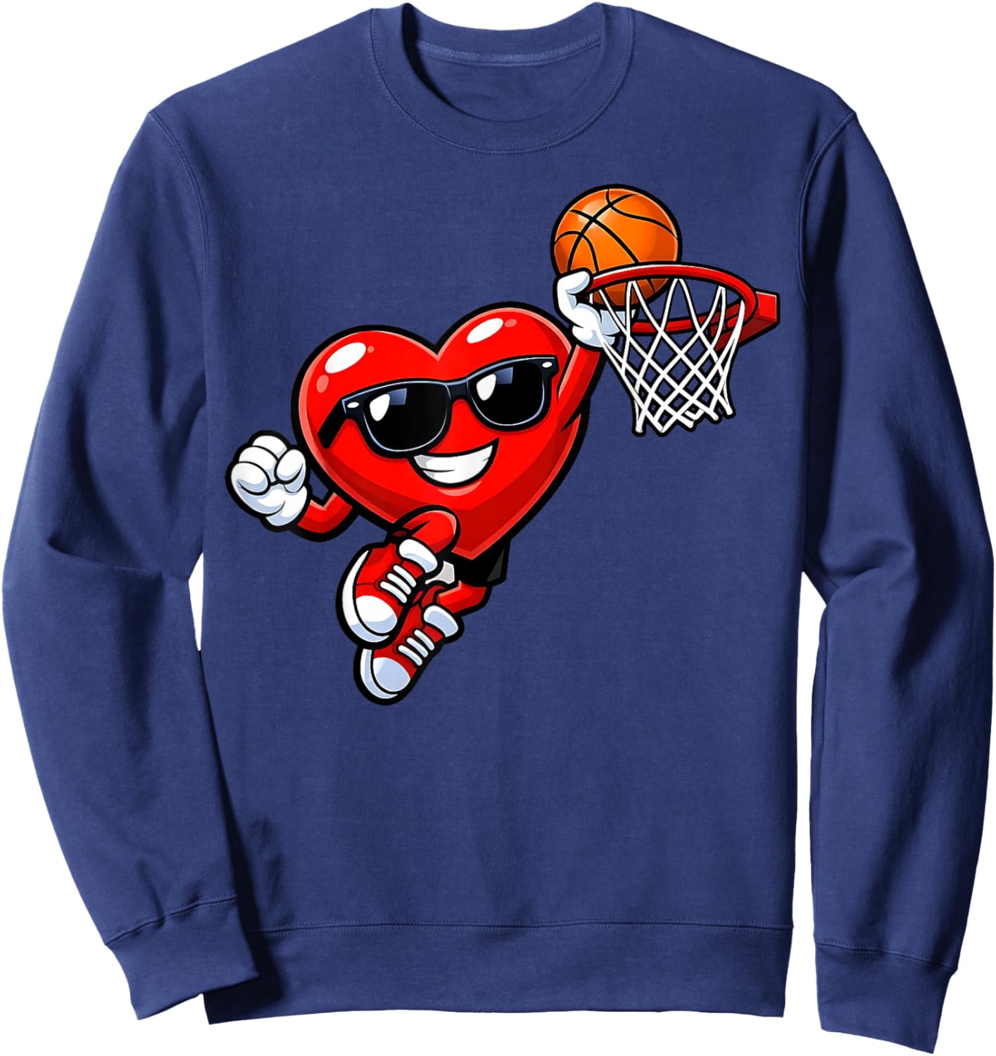 Valentines Day Basketball Heart Dunking Men Boys Kids Youth Sweatshirt - Sweatshirt | Navy