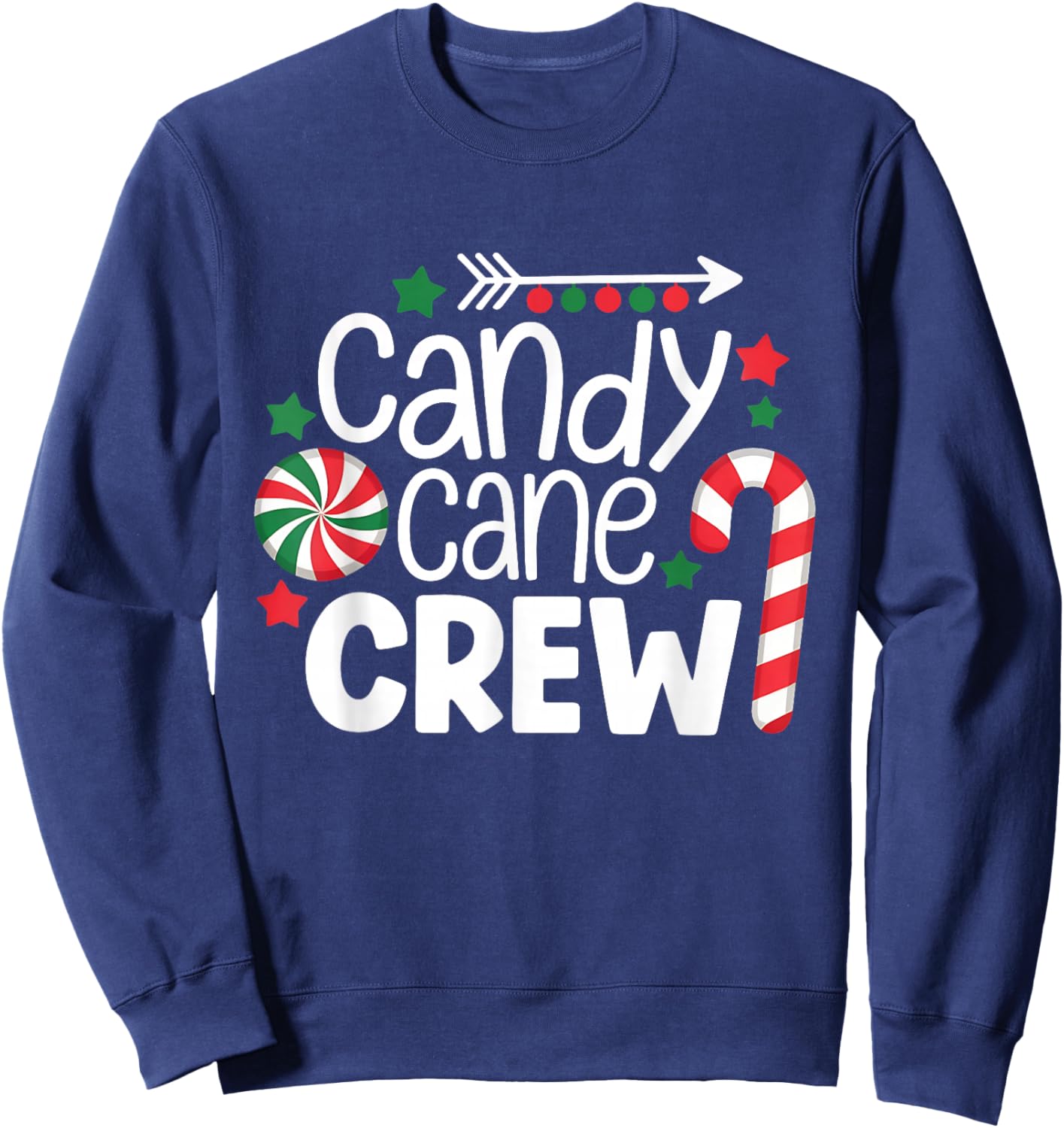 Christmas Candy Cane Crew Shirt Women Girls Boys Kids Xmas Sweatshirt - Sweatshirt | Navy