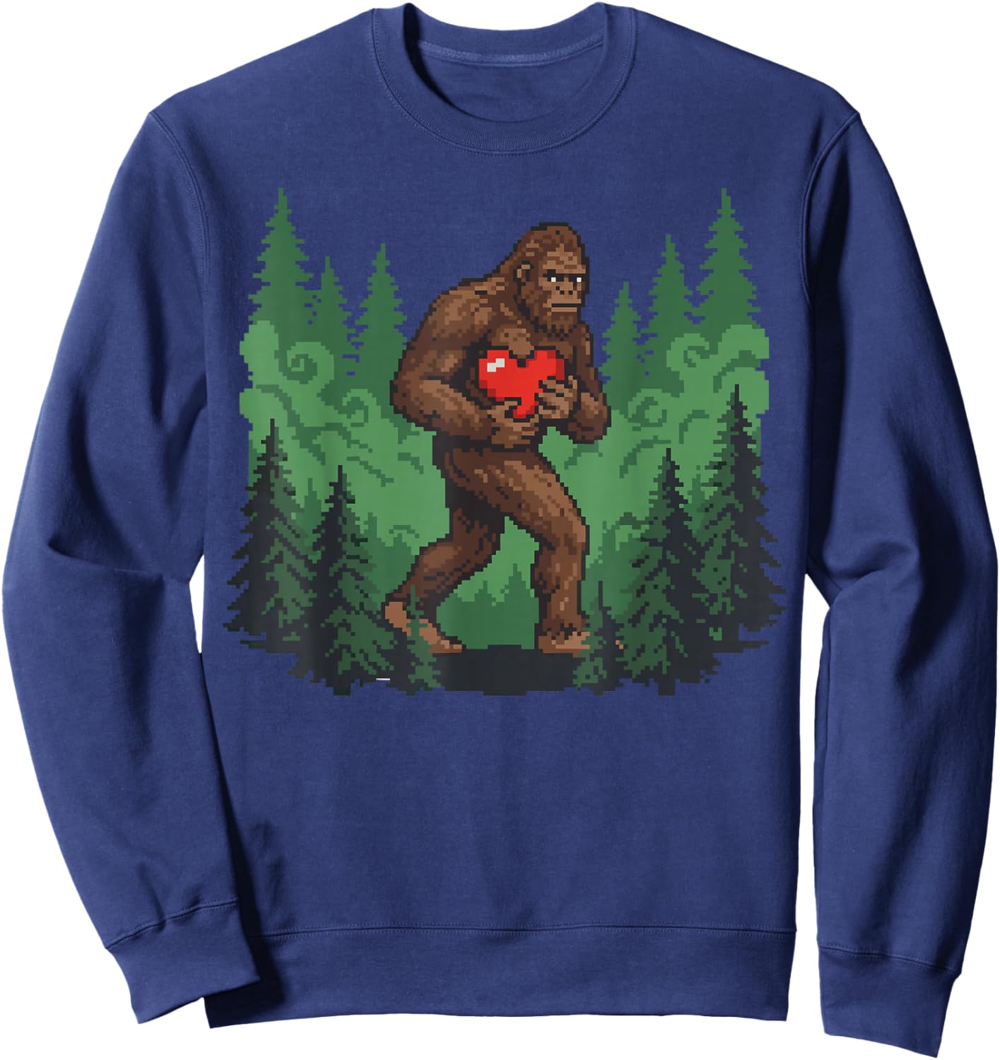 Funny Bigfoot Heart Love Valentines Day Boys Men Sweatshirt - Sweatshirt | Navy