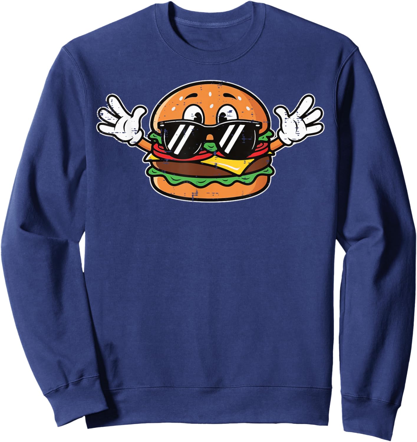 Cheeseburger Sunglasses Funny Burger Food Men Women Kids Sweatshirt - Sweatshirt | Navy