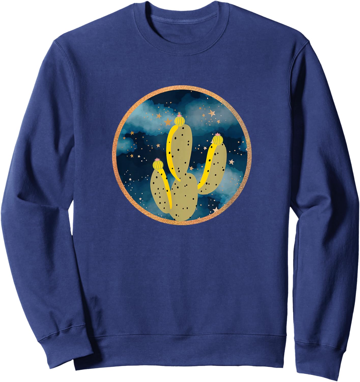 Desert Cactus Under Starry Night Sky Sweatshirt - Sweatshirt | Navy