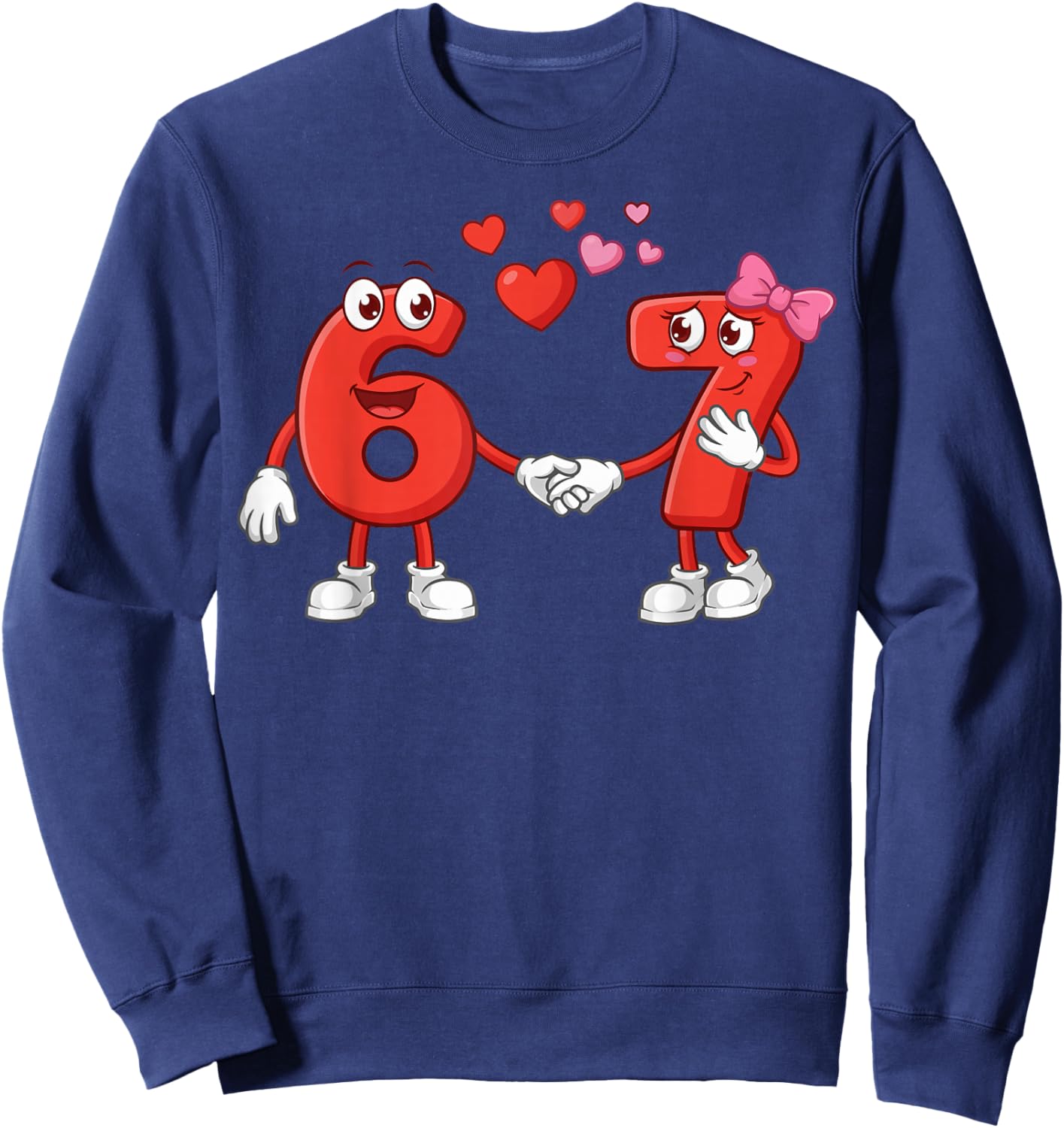 Six Seven Meme 6 7 Hearts Couple Matching 67 Valentines Sweatshirt - Sweatshirt | Navy