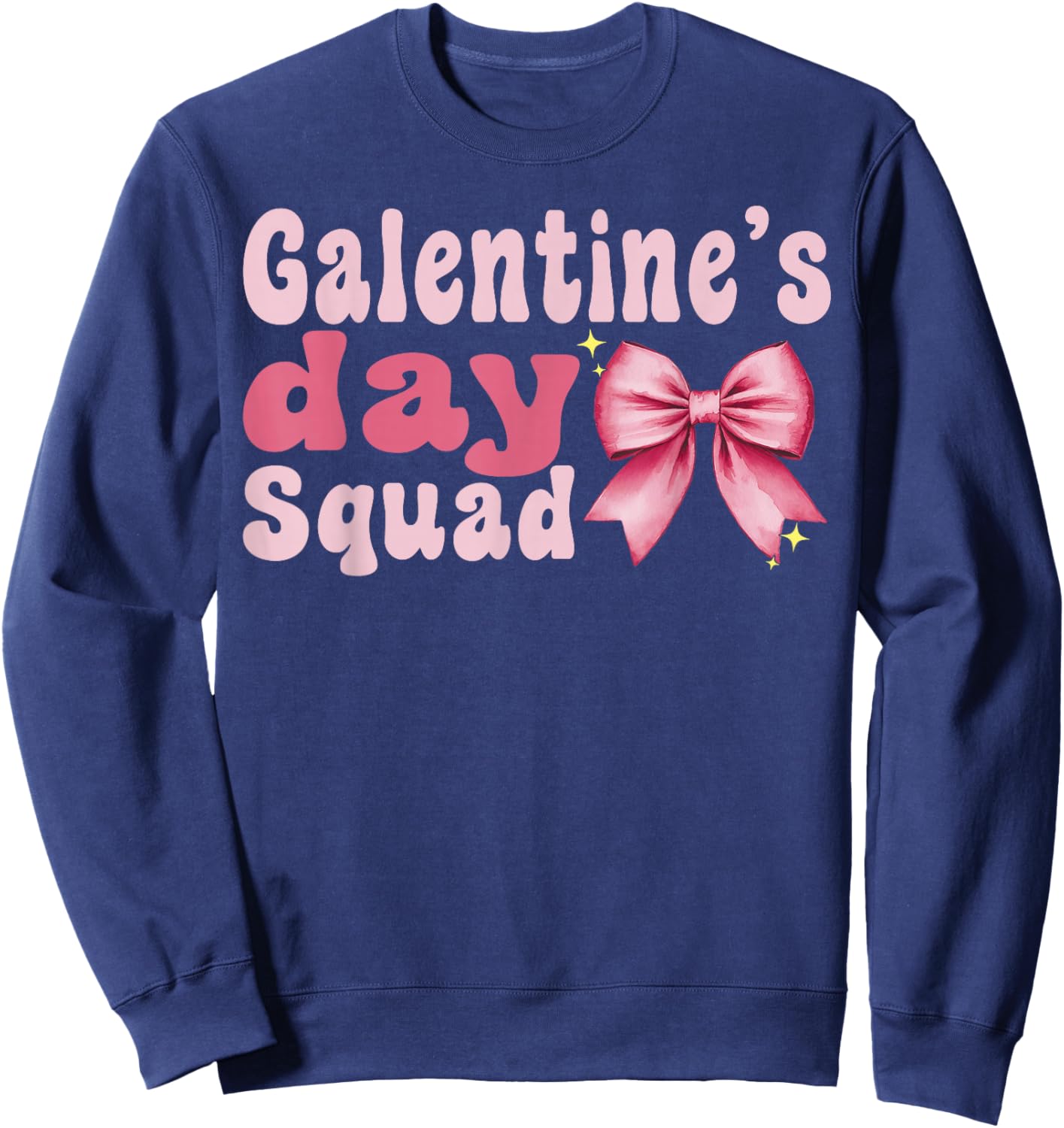 Galentine Day Squad Heart Coquette Bow Valentine's Sweatshirt - Sweatshirt | Navy