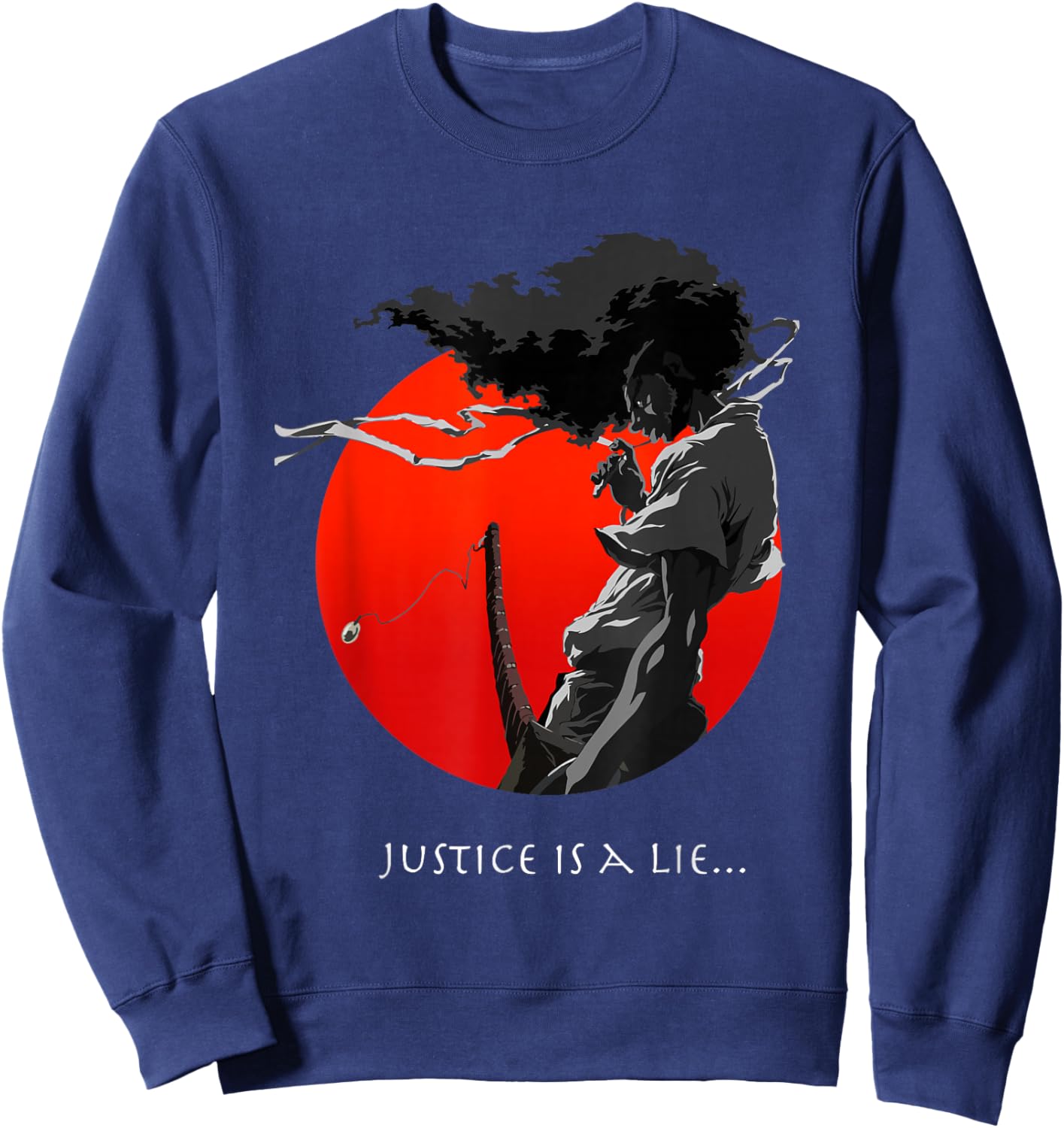 Afro Samurai Anime Japanese Bushido Warrior Streetwear Sweatshirt - Sweatshirt | Navy